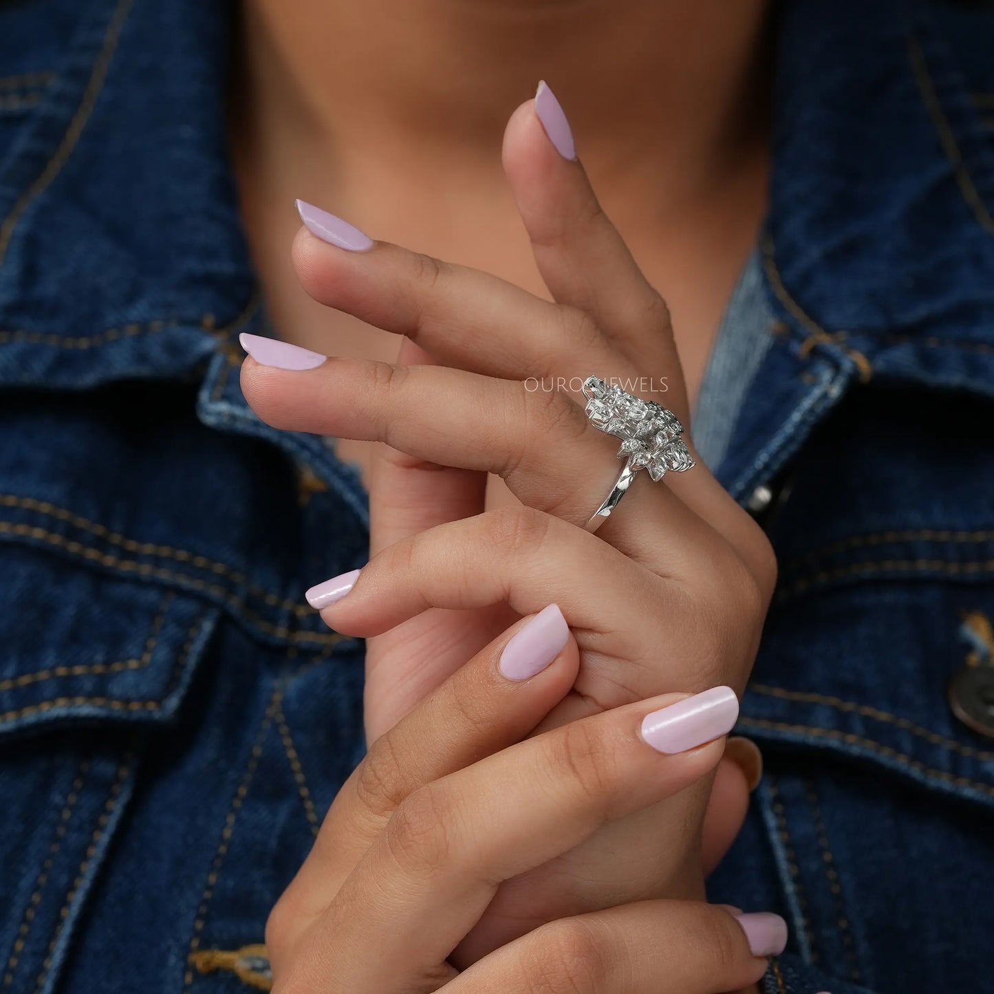 Rose Cut Marquise Cluster Diamond Ring