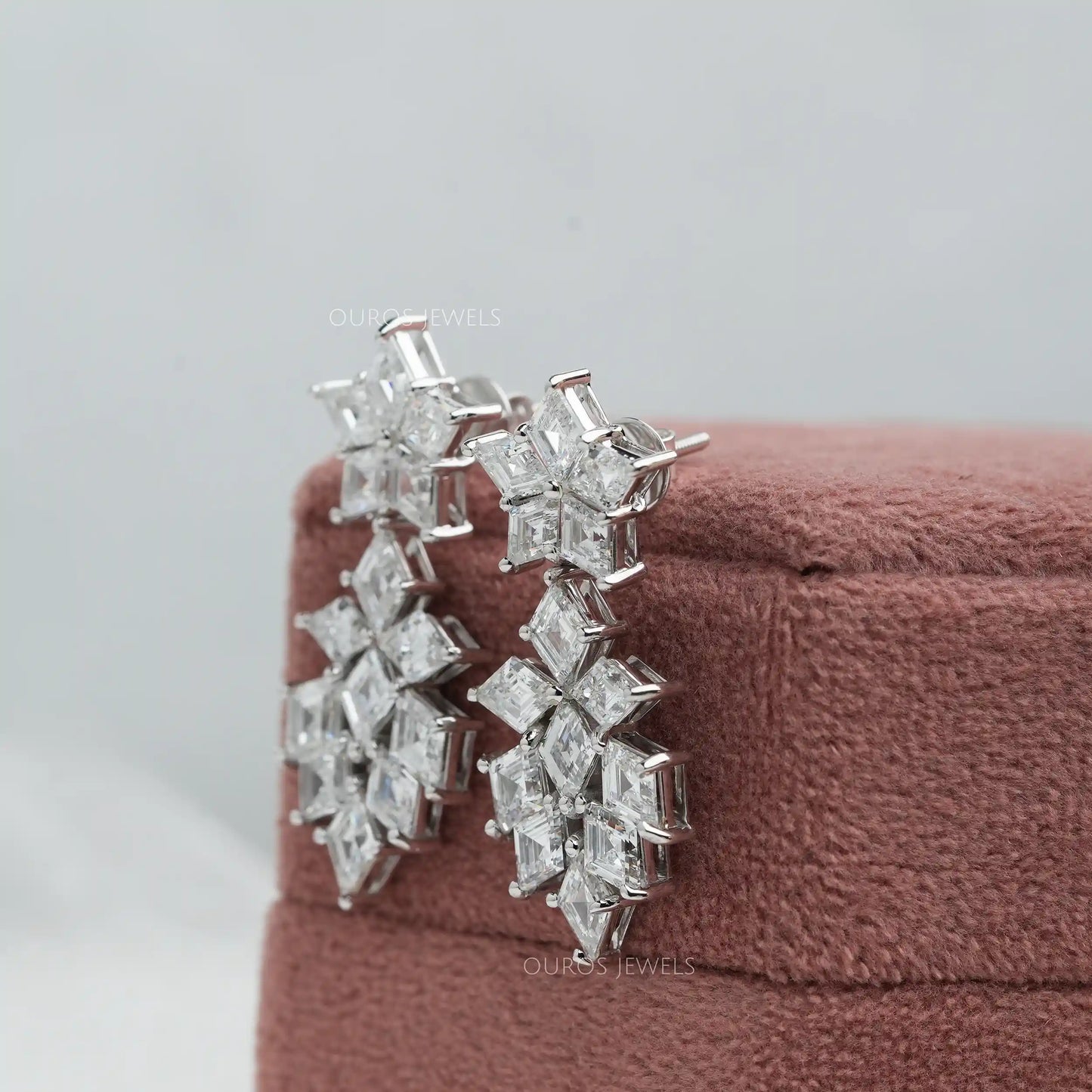 Lozenge Cut Diamond Drop Dangle Earrings