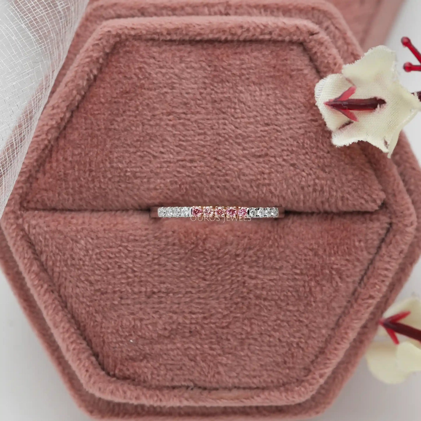 Pink Round Cut Diamond Accent Ring
