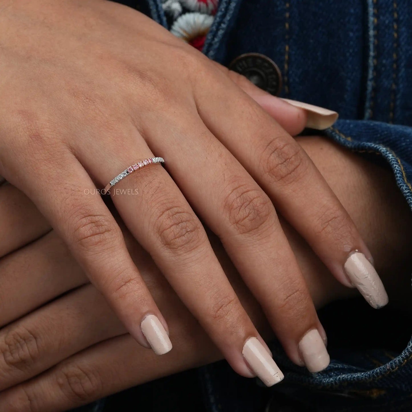 Pink Round Cut Diamond Accent Ring