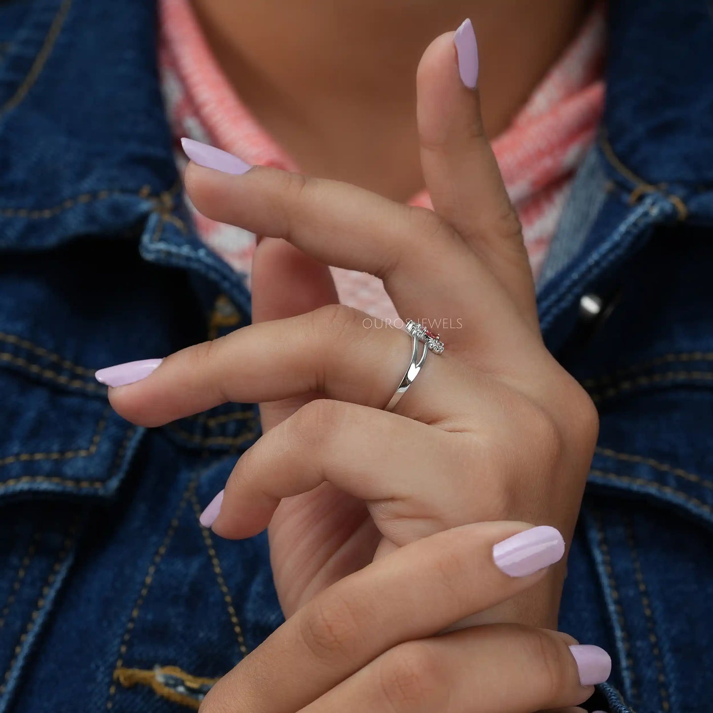 Pink Oval Cluster Ring