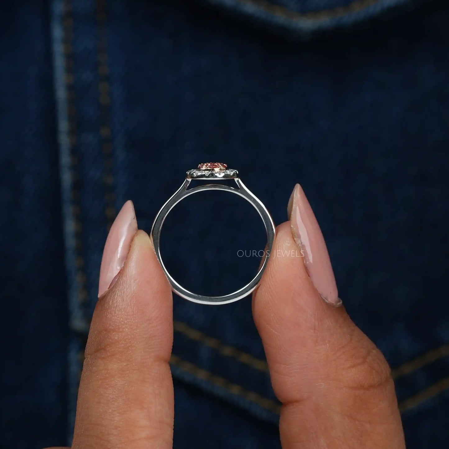 Pink Round Diamond Teardrop Ring