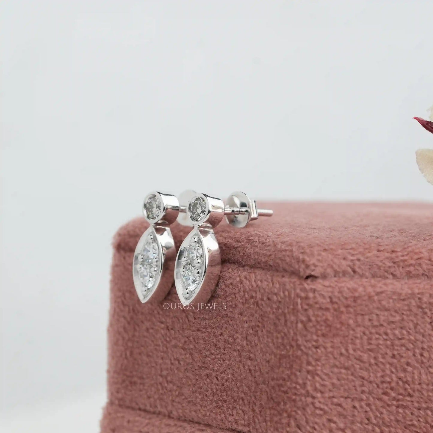 Round Cut Lab Diamond Screw Back  Earrings