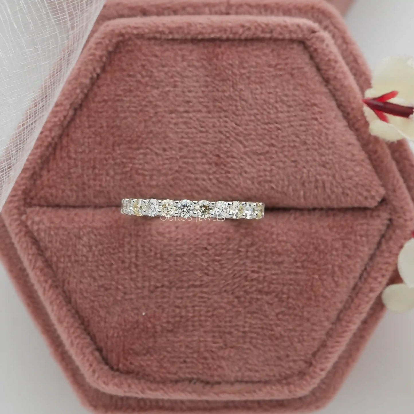 Yellow Round Cut Full Eternity Wedding  Band