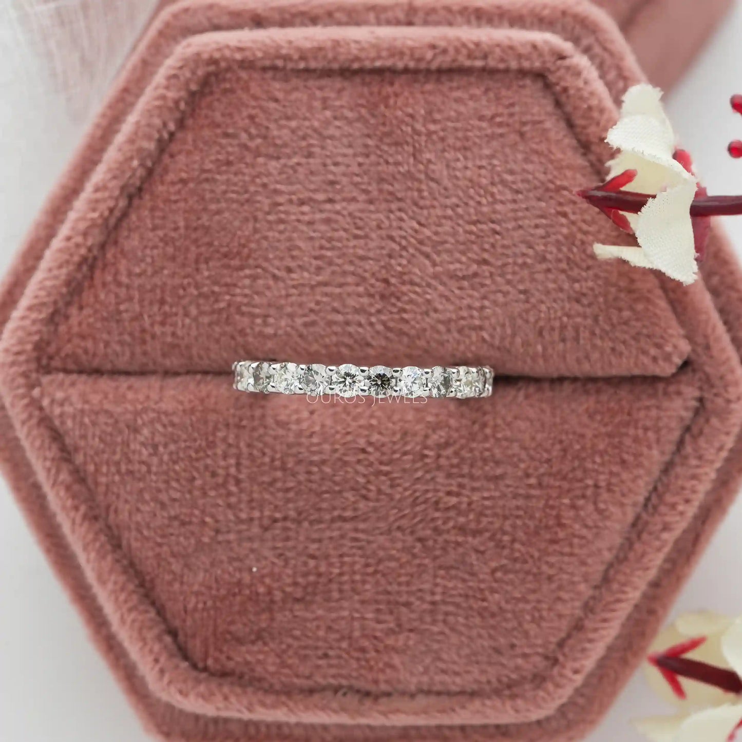 Olive Round Cut Eternity Wedding Band