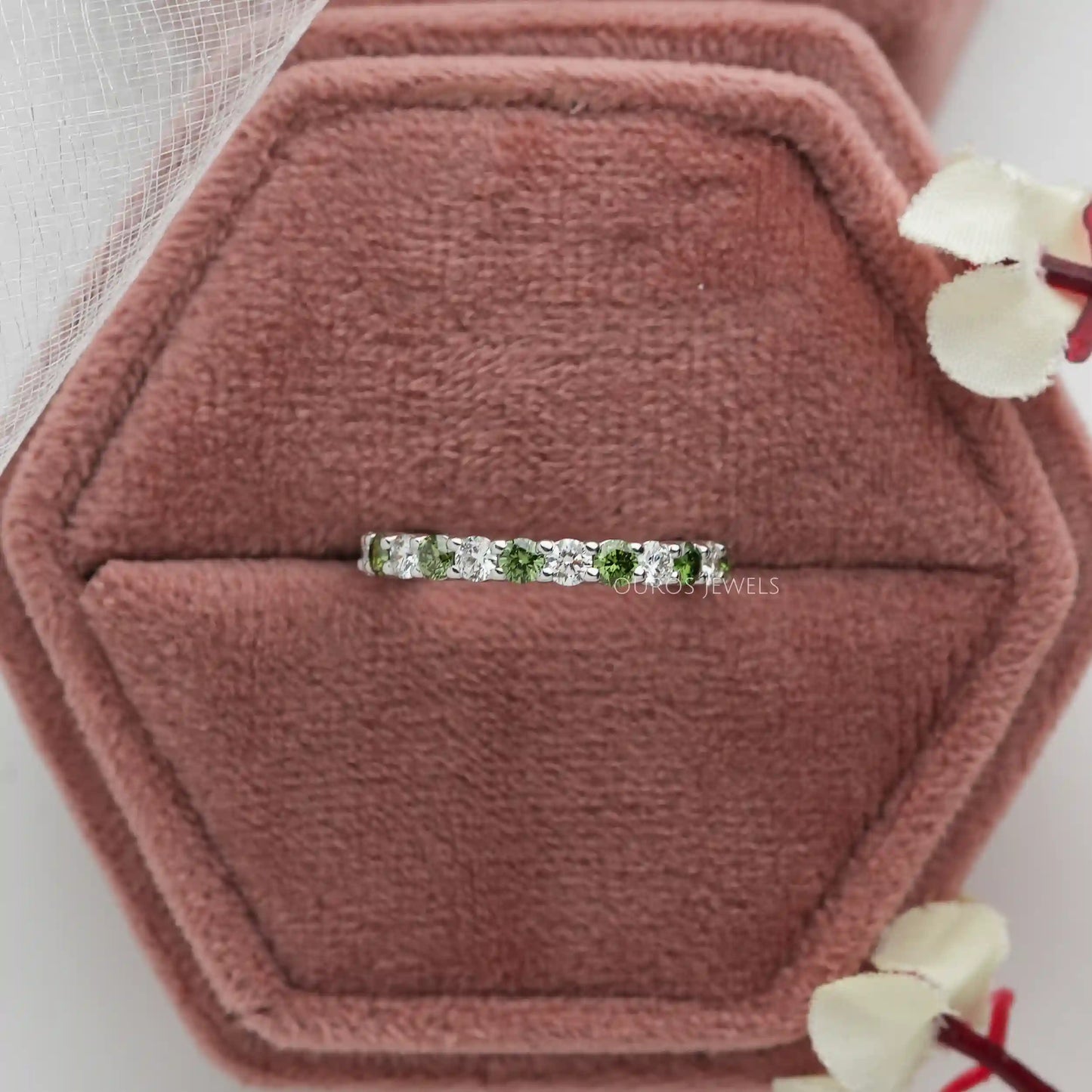 Green Round Cut Lab Diamond Eternity Band