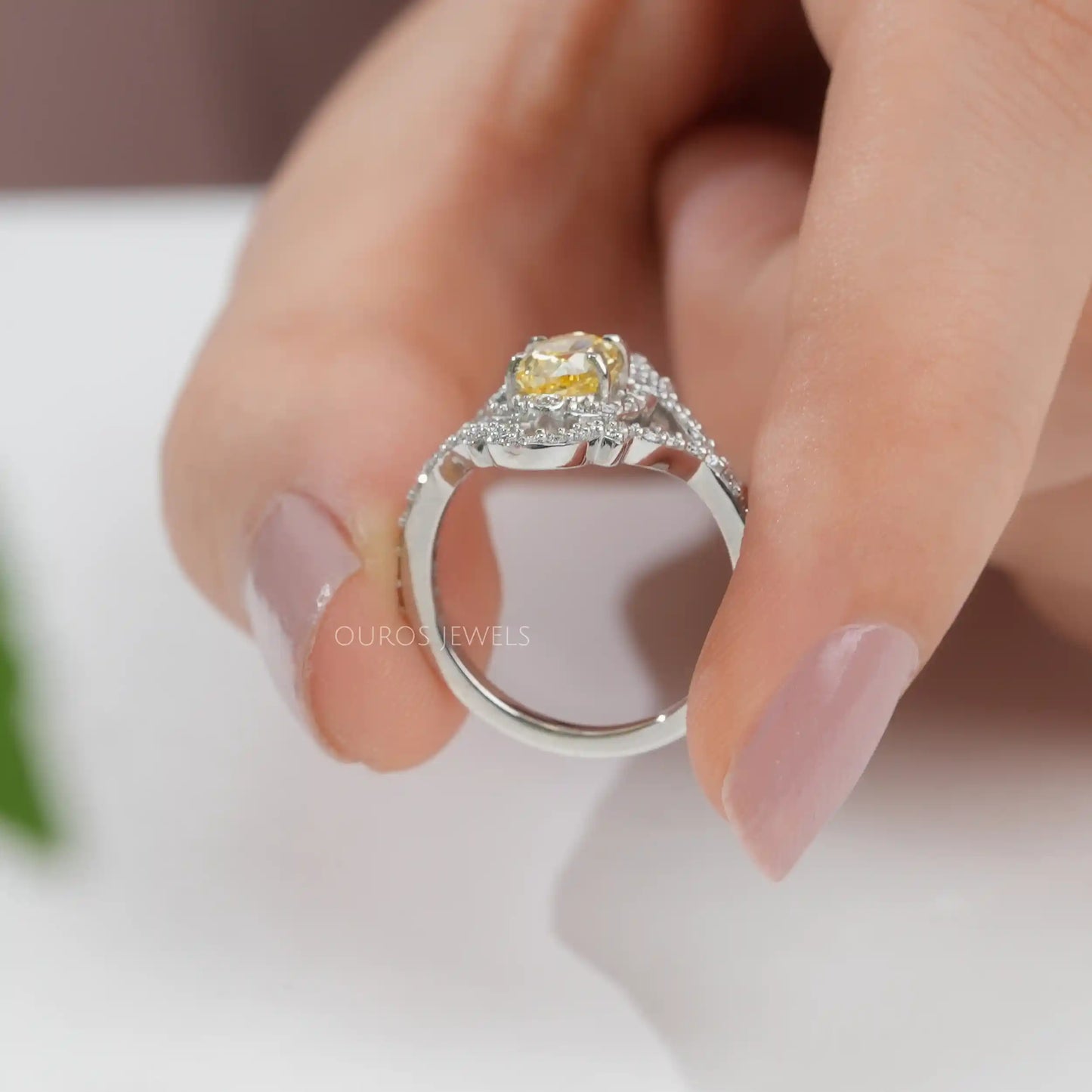 Yellow Oval Diamond Vintage Halo Ring