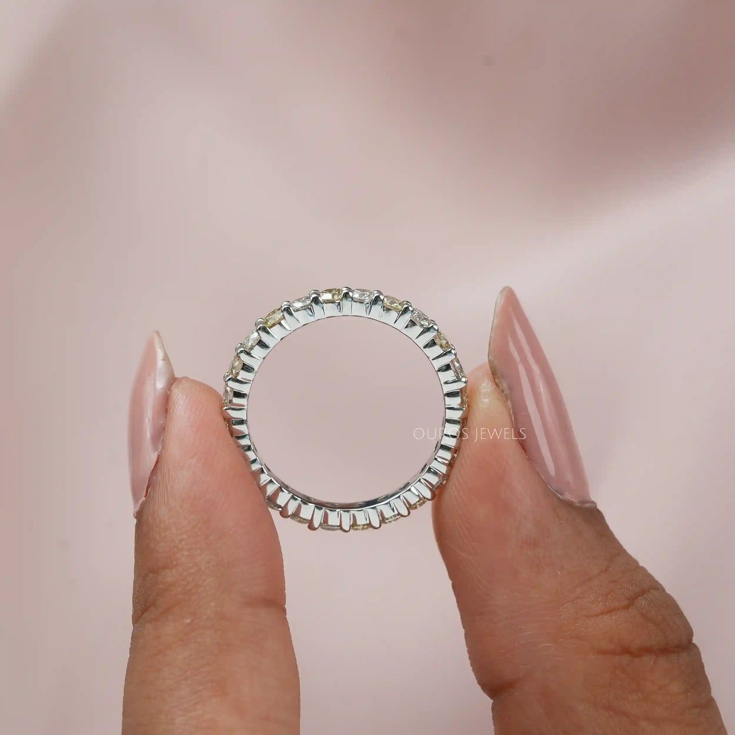 Yellow Round Cut Full Eternity Wedding  Band