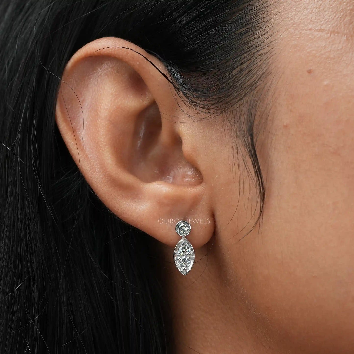 Round Cut Lab Diamond Screw Back  Earrings