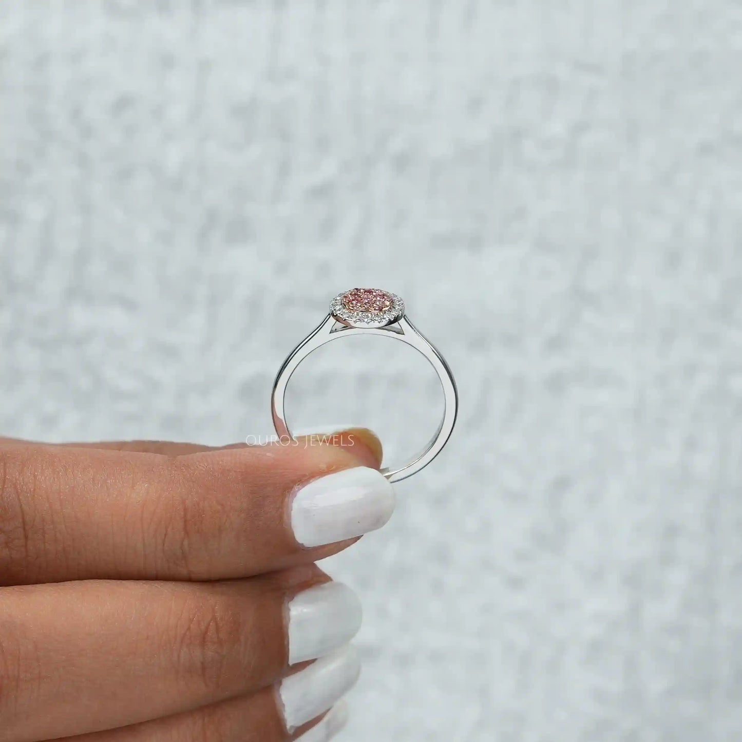 Pink Round Cut Cluster Ring