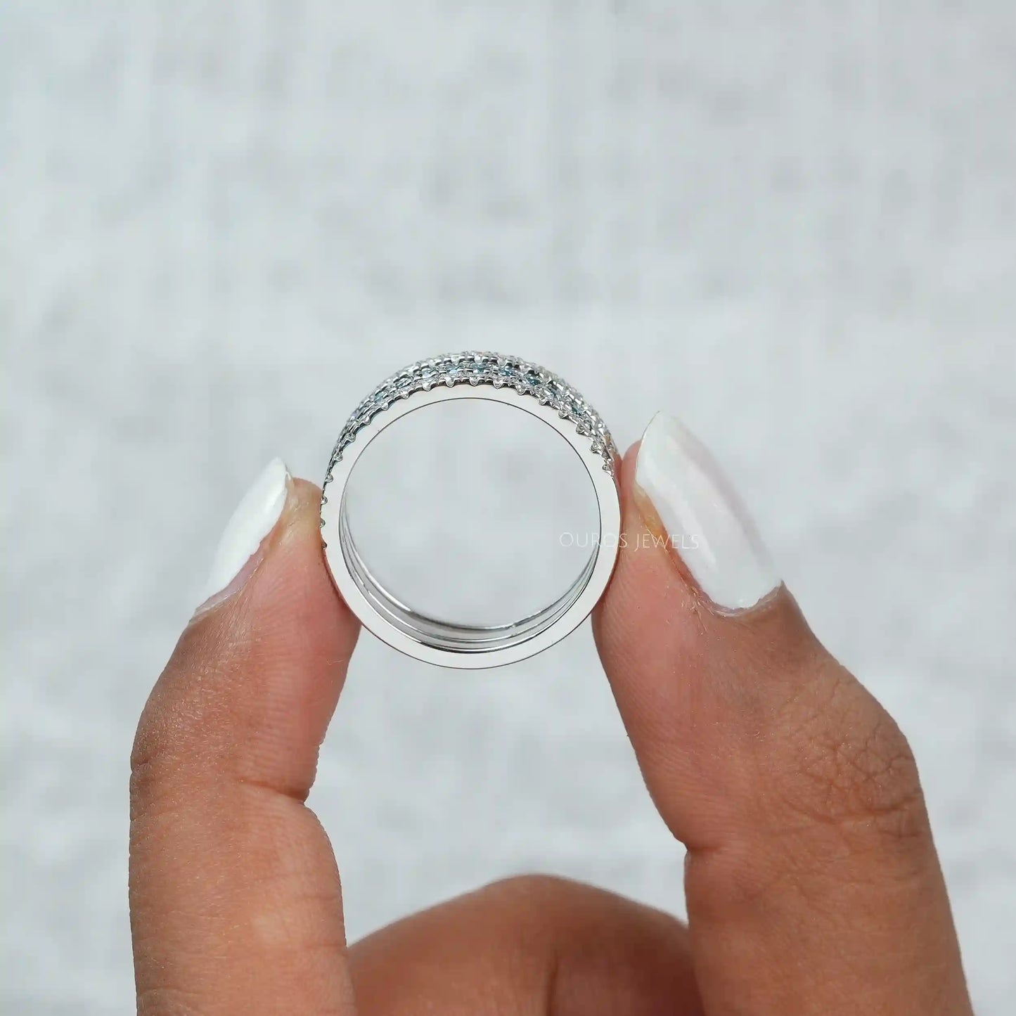 Blue Round Diamond Triple Raw Band