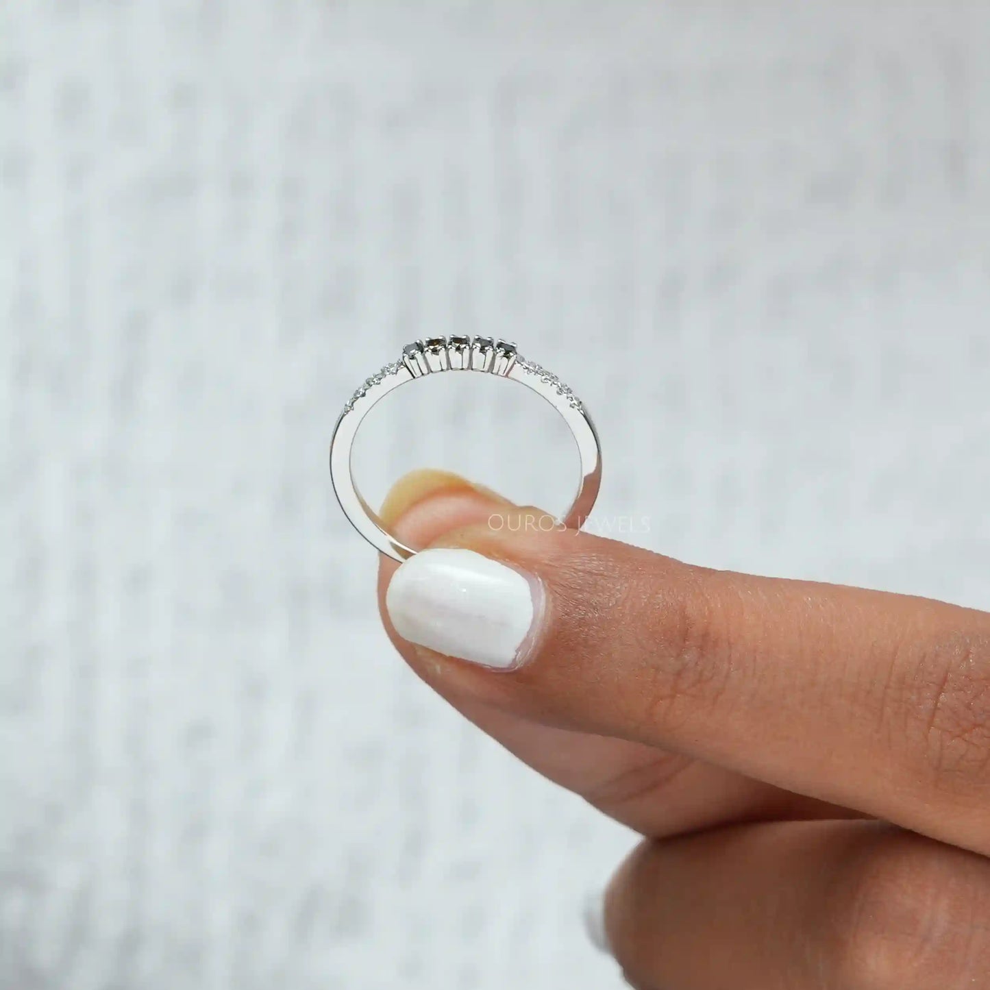 Green Round Diamond Half Eternity Ring