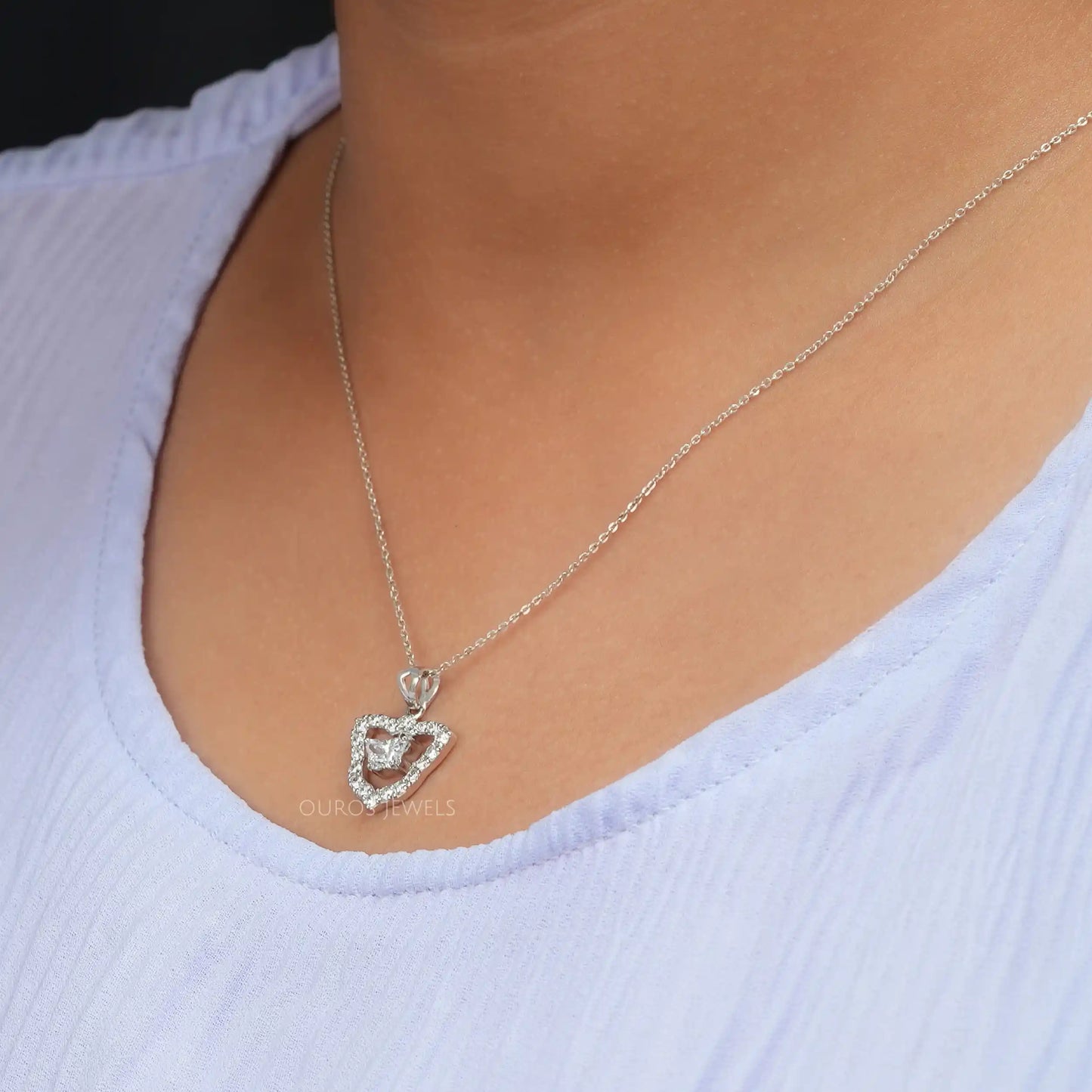 Butterfly Cut Diamond Halo Necklace