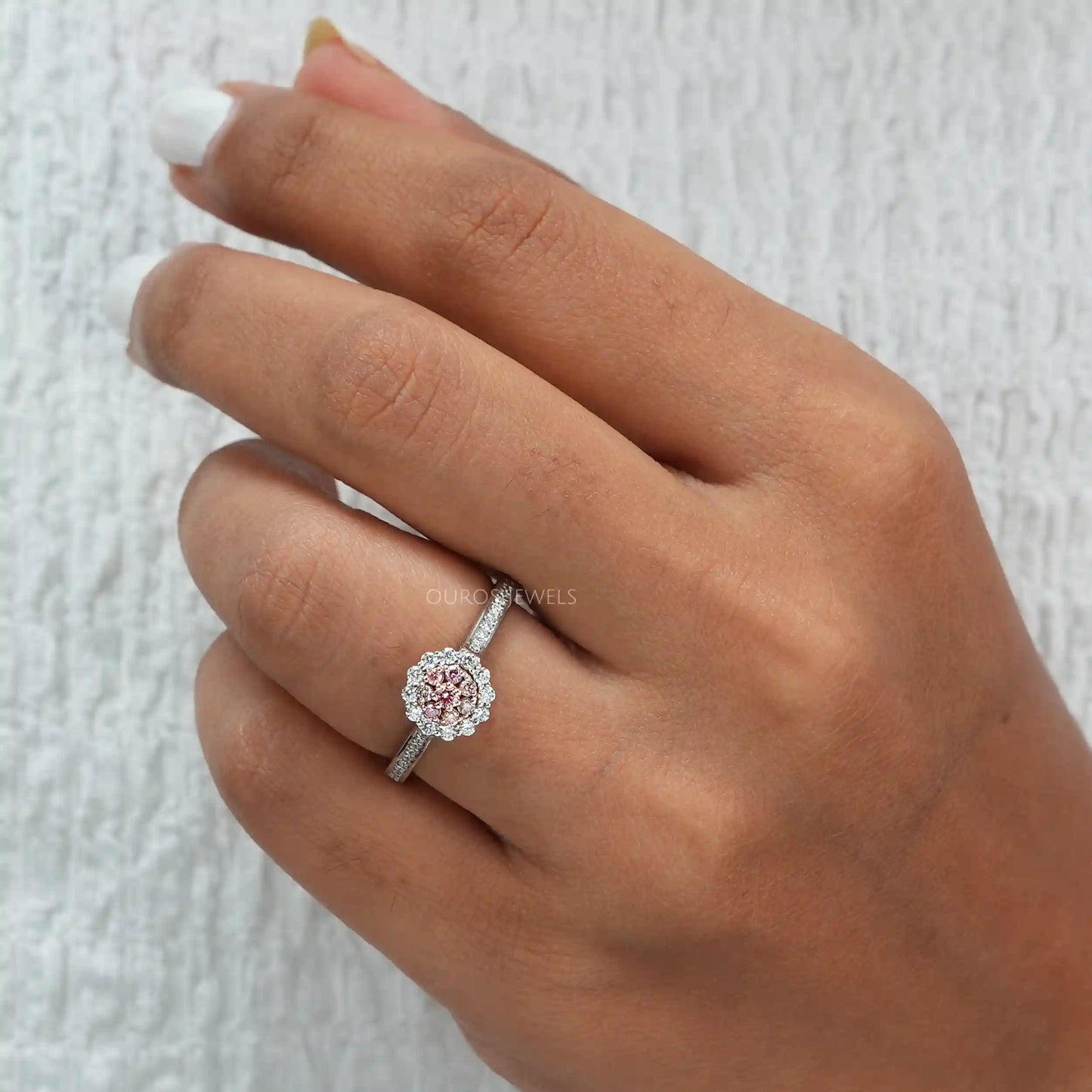 Round Lab Diamond Cluster Ring