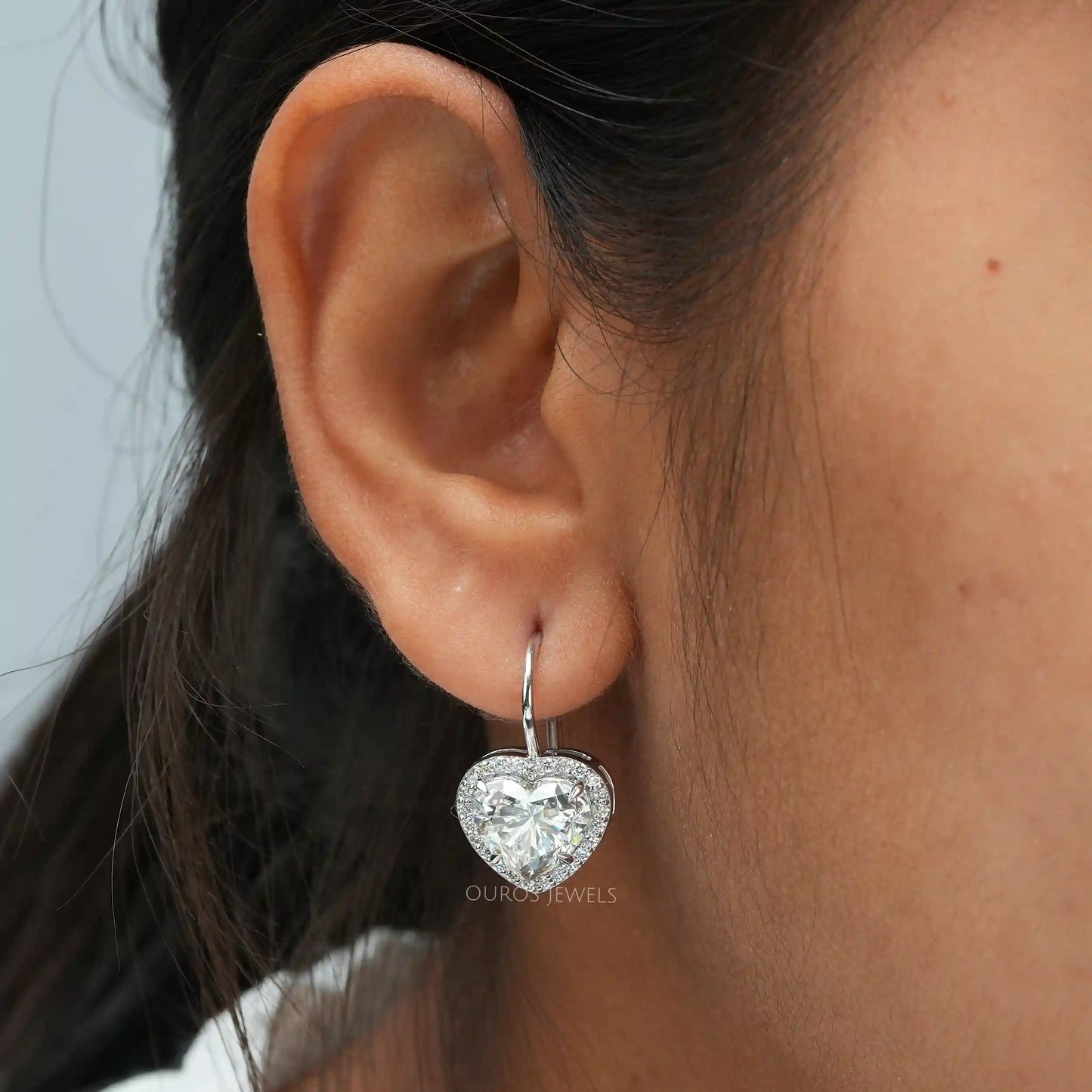 Heart Cut Diamond Halo Earrings