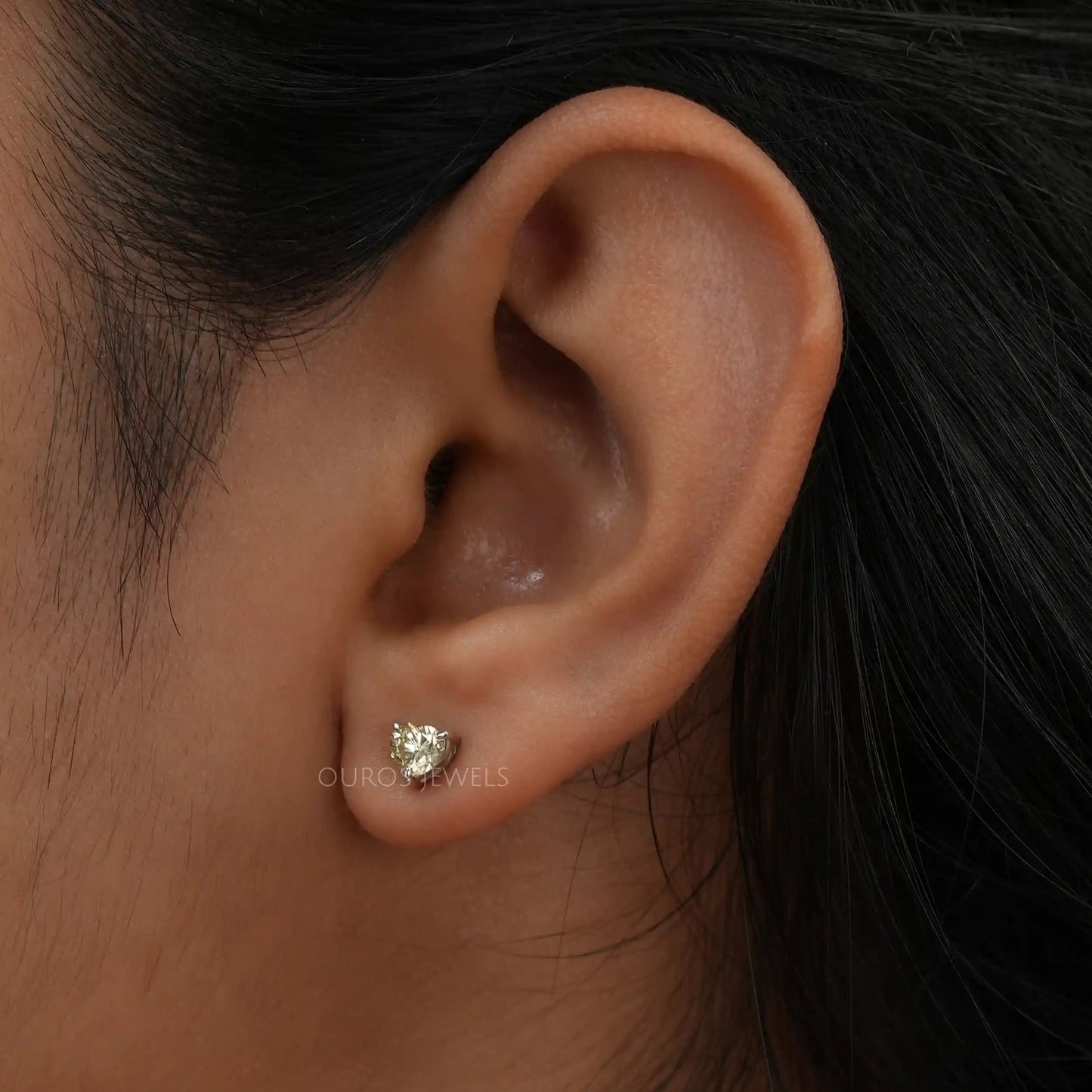 Yellow Heart Cut Stud Earrings