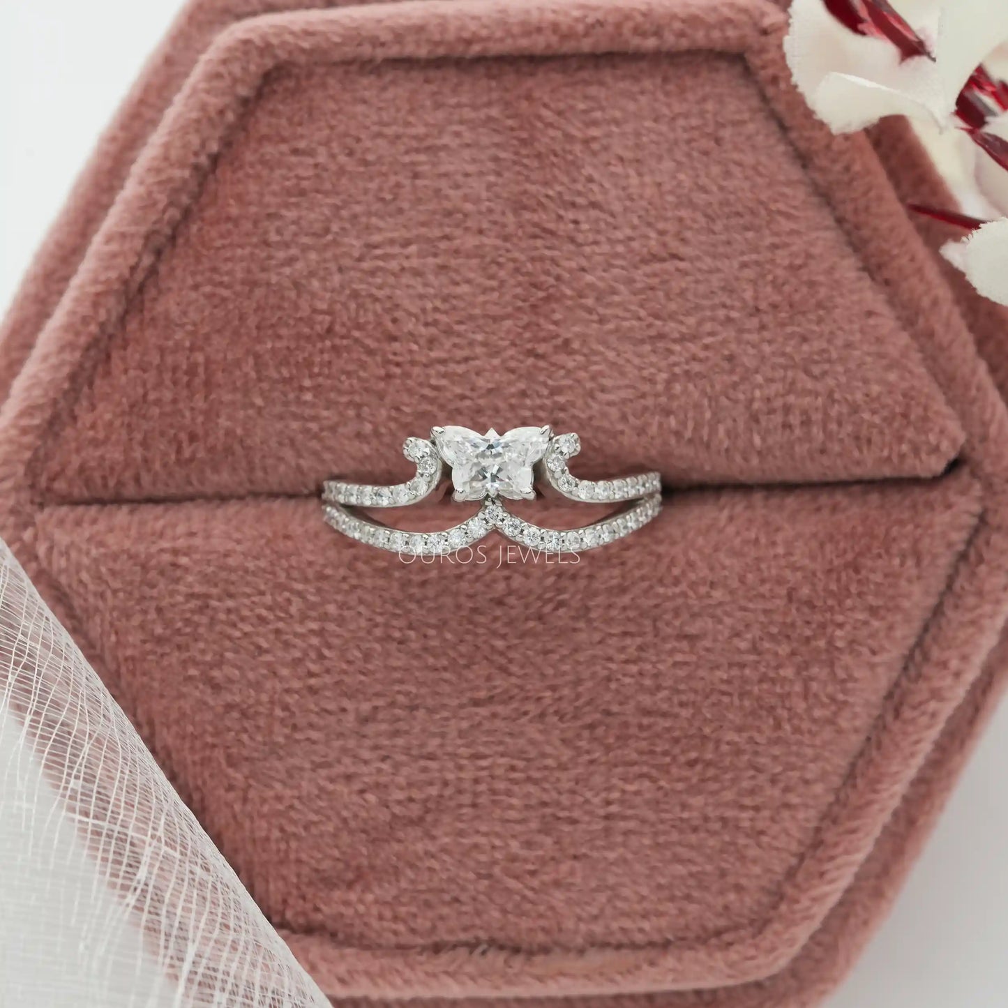 Butterfly Diamond Split Shank Ring