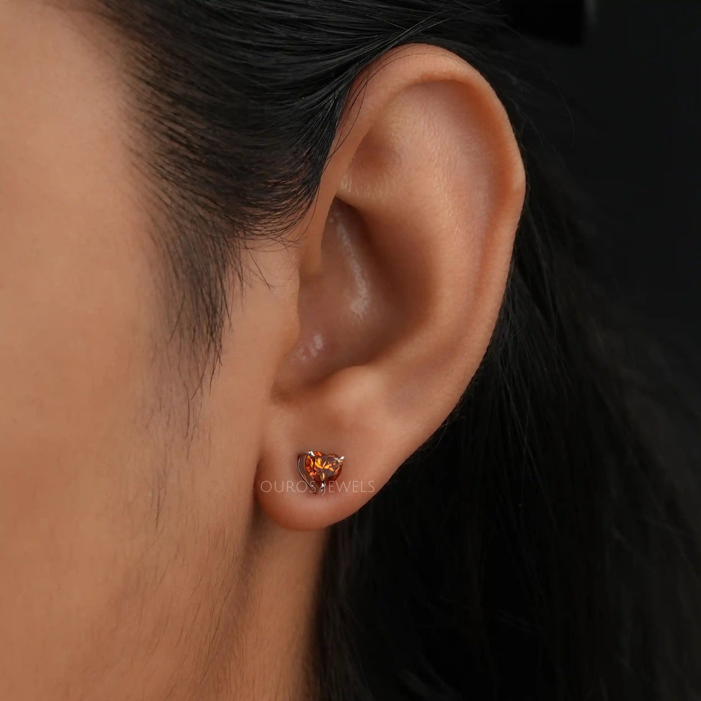 Red Heart Cut Stud Earrings