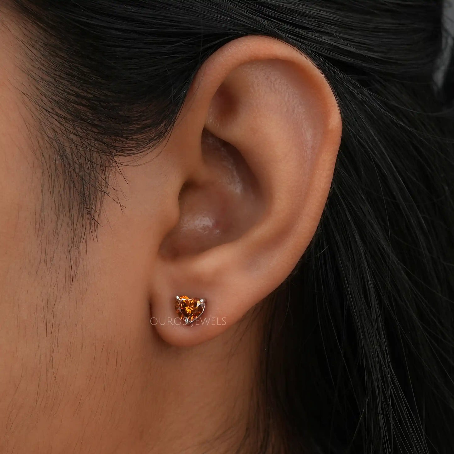 Red Heart Cut Stud Earrings