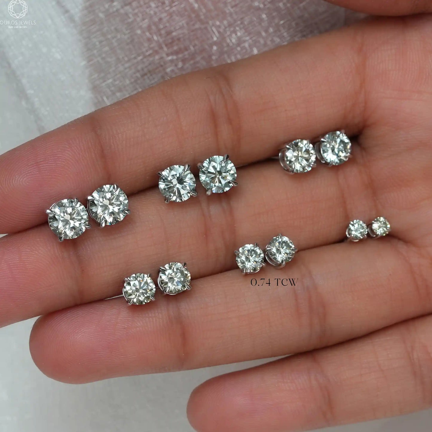Green Round Lab Diamond Stud