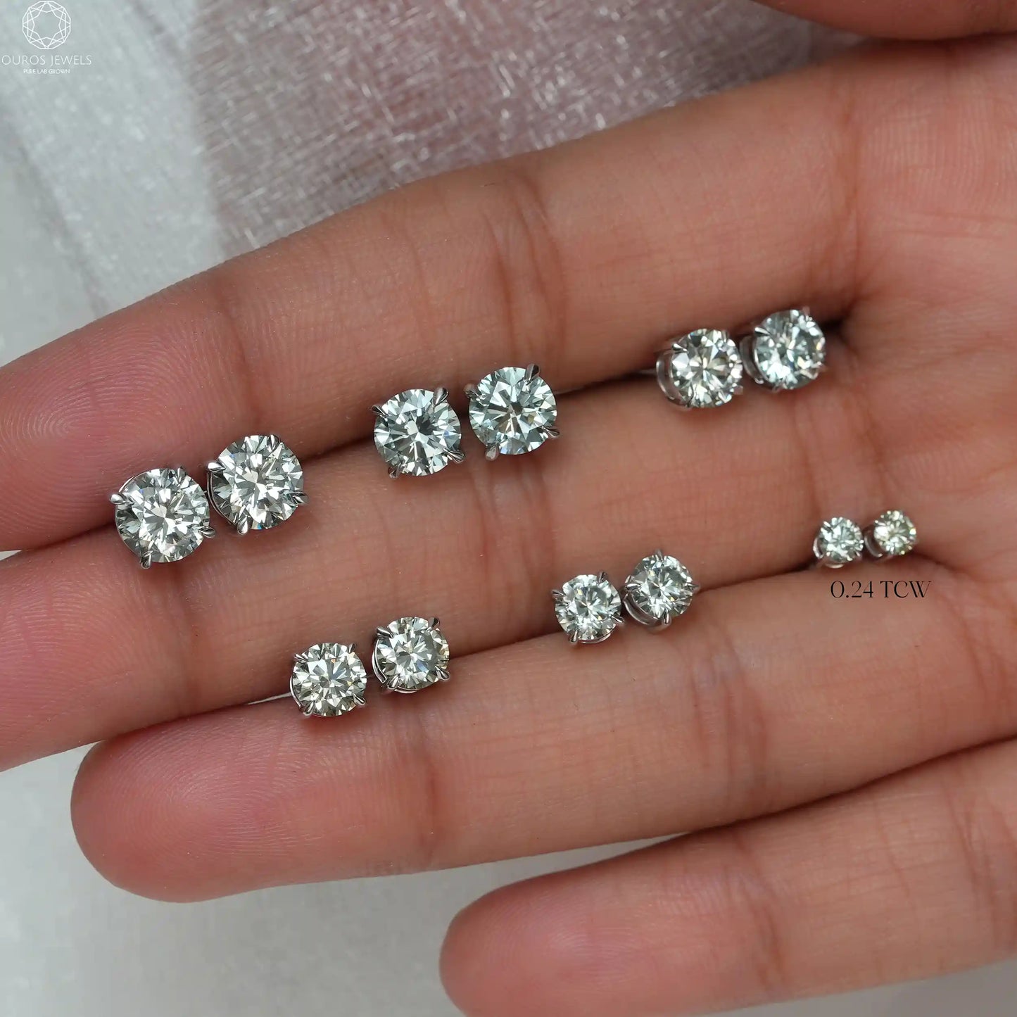 Green Round Cut Diamond Stud