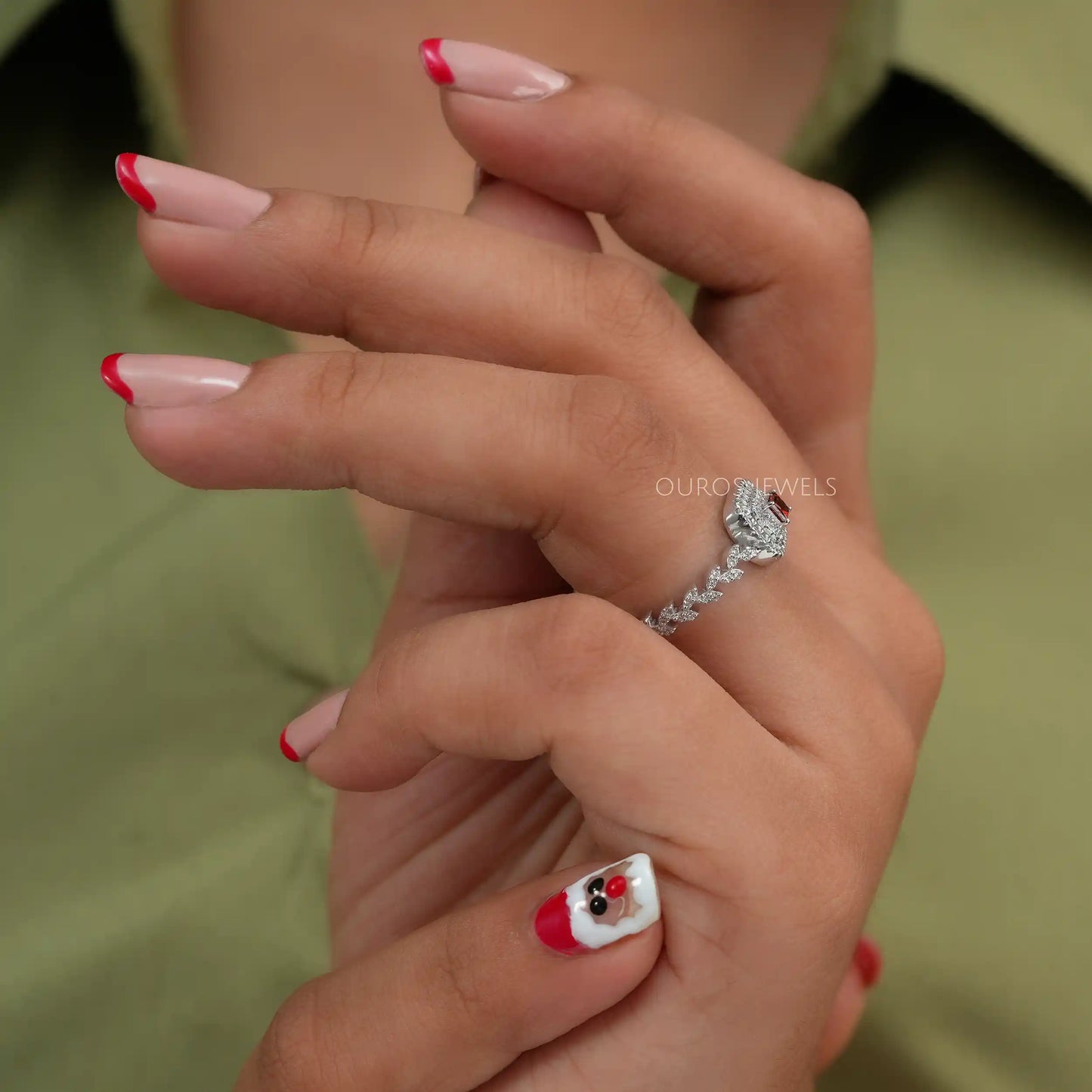 Red Princess Diamond Double Halo Ring