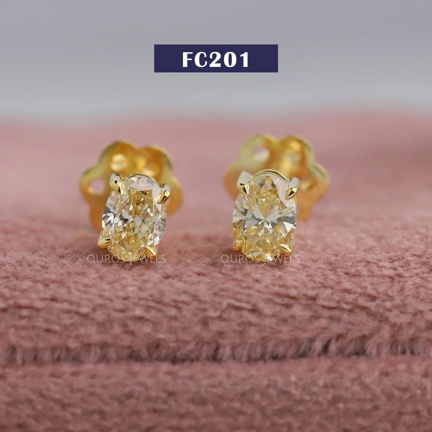 Yellow Oval Cut Stud Earrings