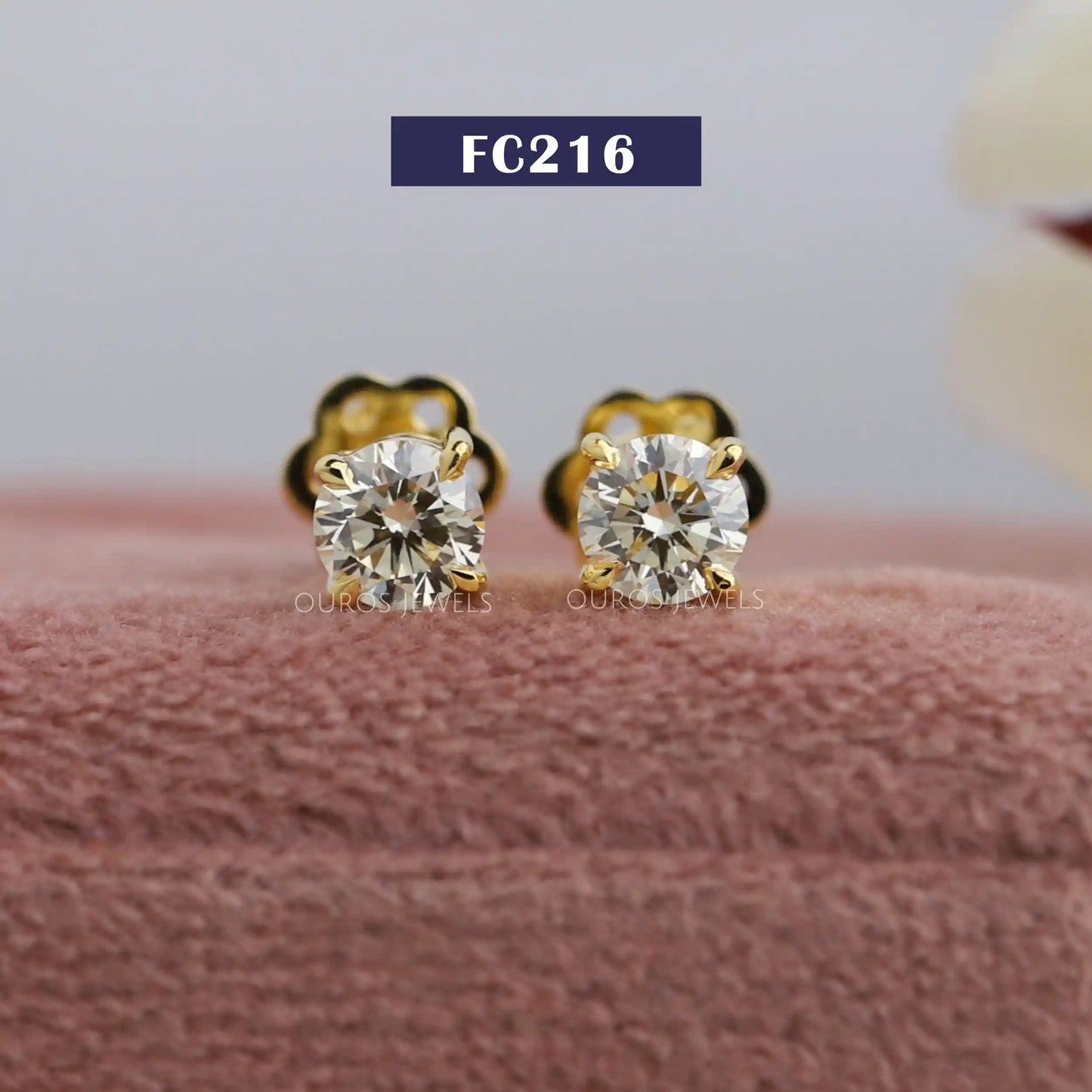Fancy Yellow Round Cut Diamond Earrings