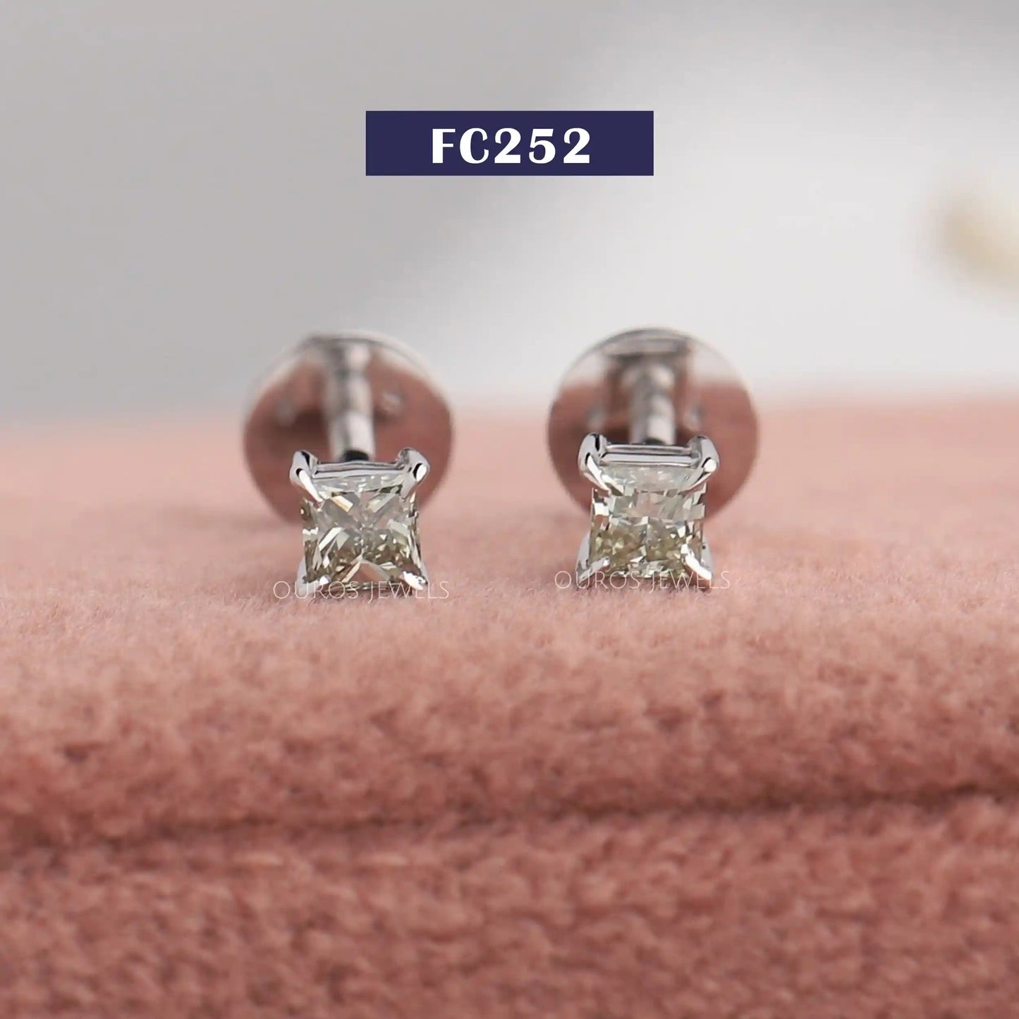 Green Princess Diamond Stud Earrings