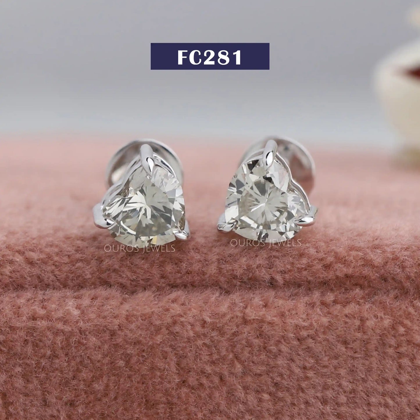 Heart Cut Lab Diamond Stud Earrings