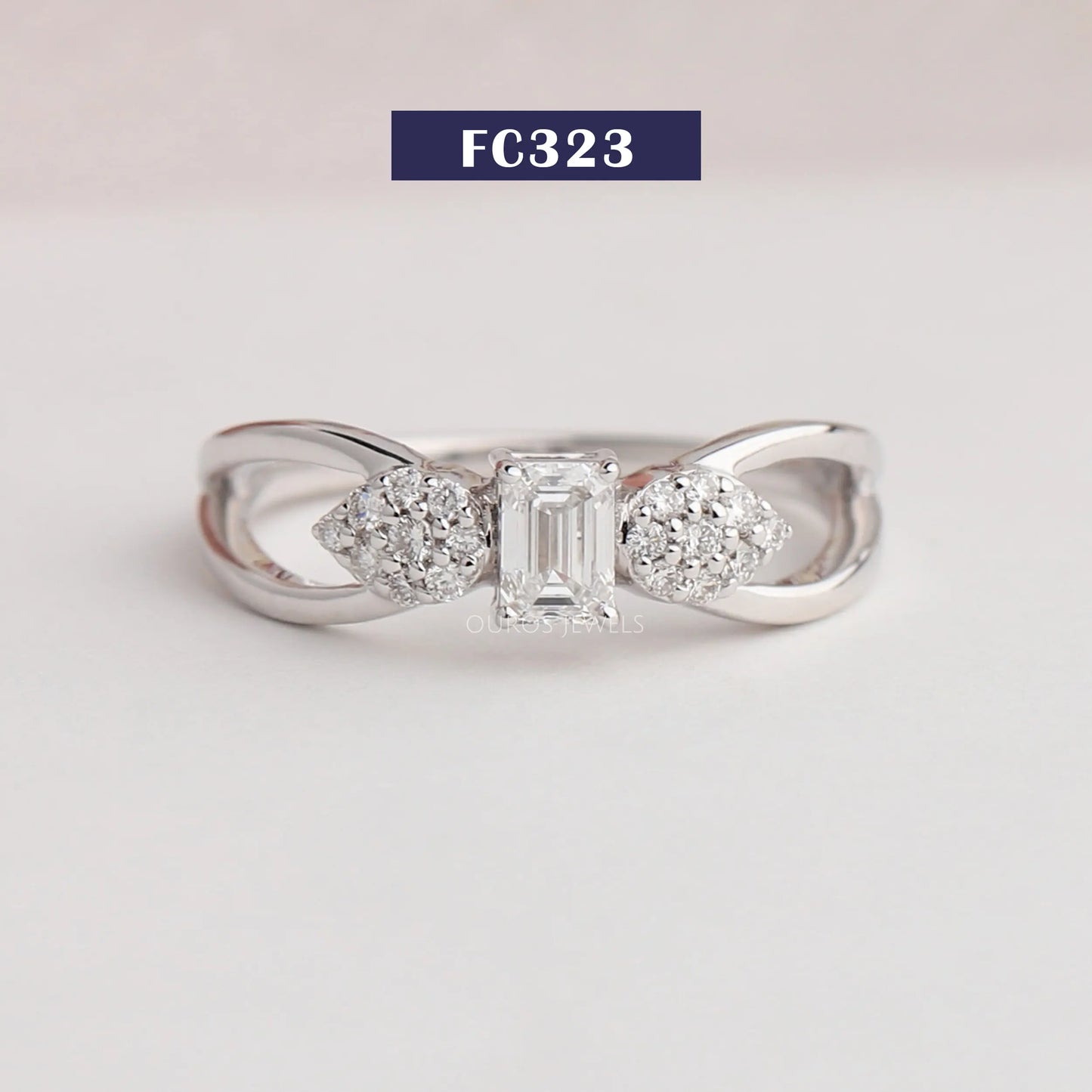 Emerald Cut Lab Diamond Dainty Ring