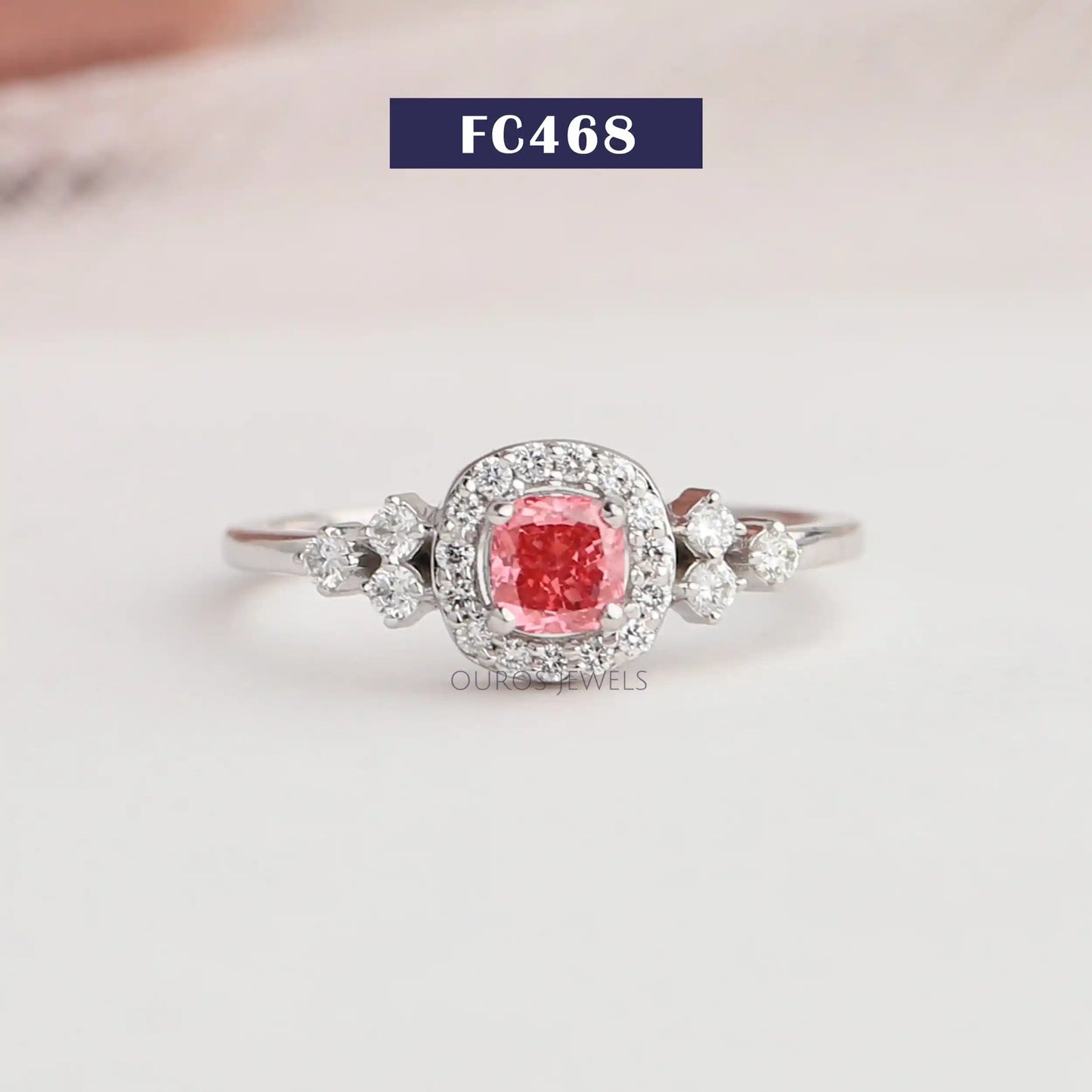 Cushion Diamond Halo Engagement Ring
