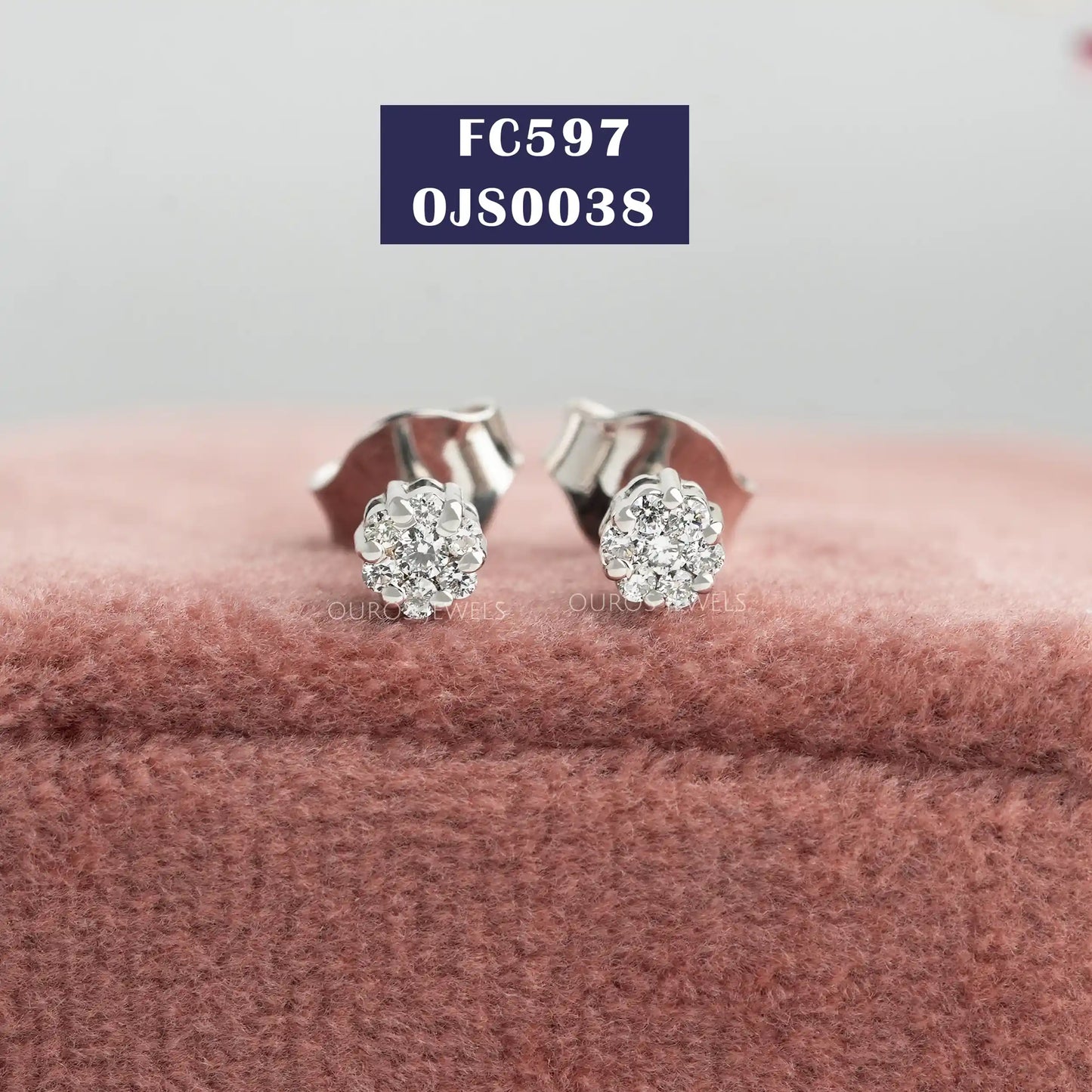 Round Lab Diamond Halo Earring