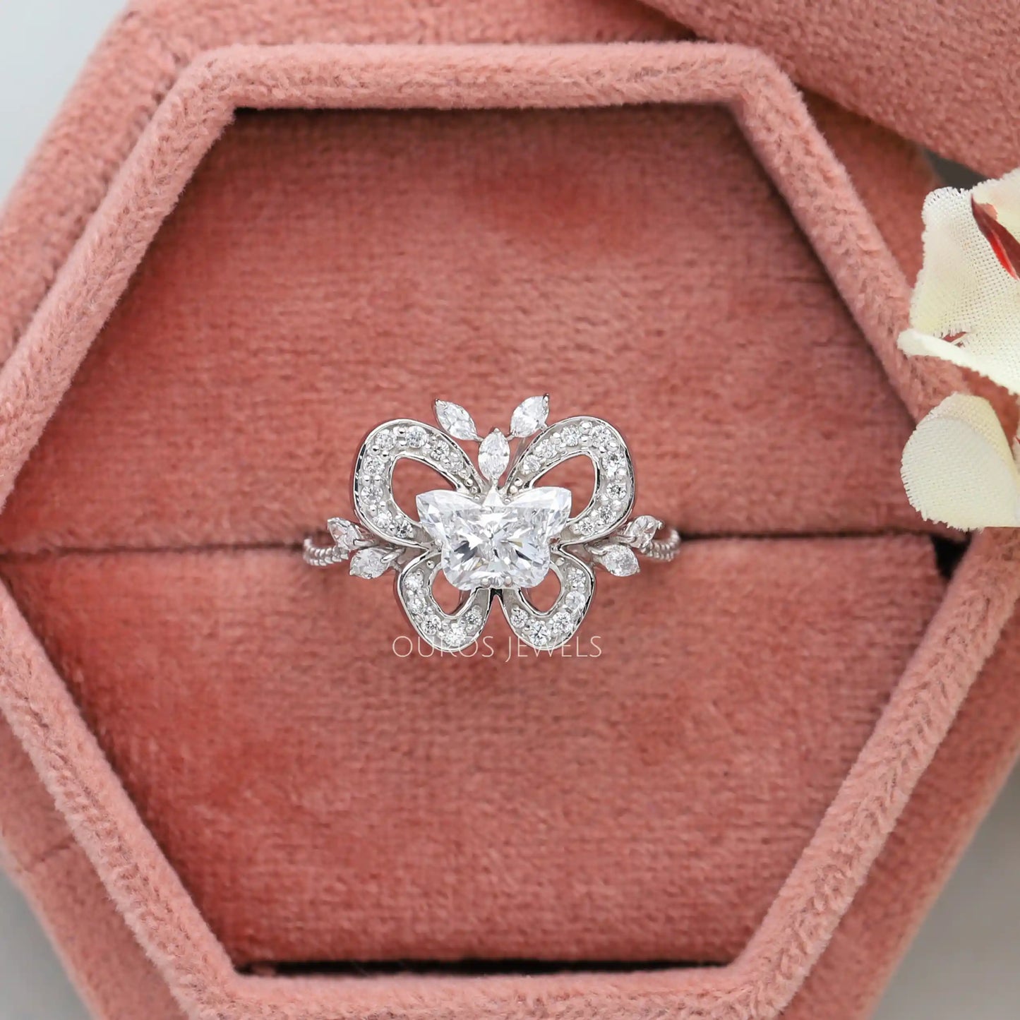 Butterfly Cluster Diamond Engagement Ring