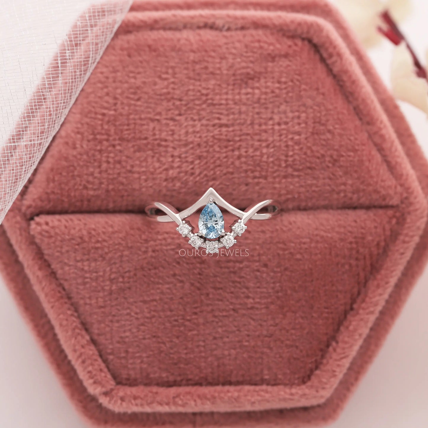 Bluish Green Pear Infinity Ring