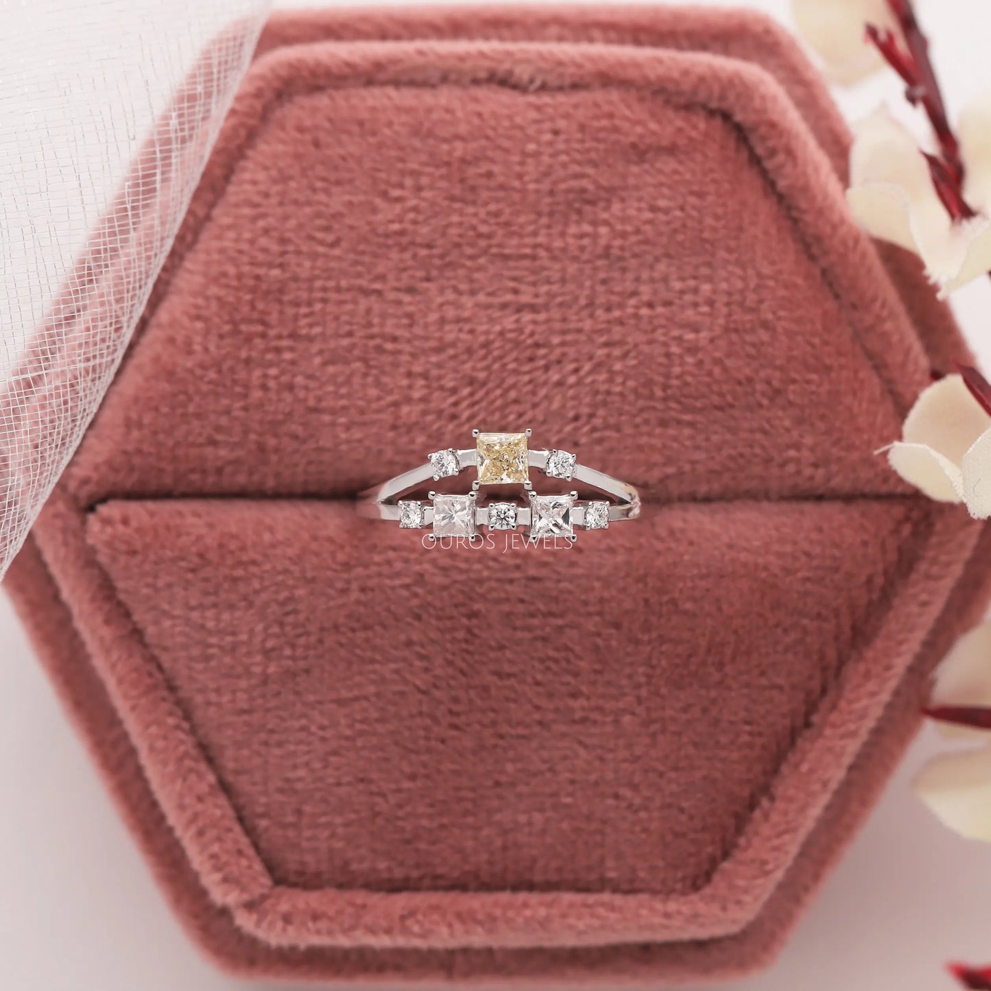 Princess And Round Cut Lab Diamond Cluster Ring