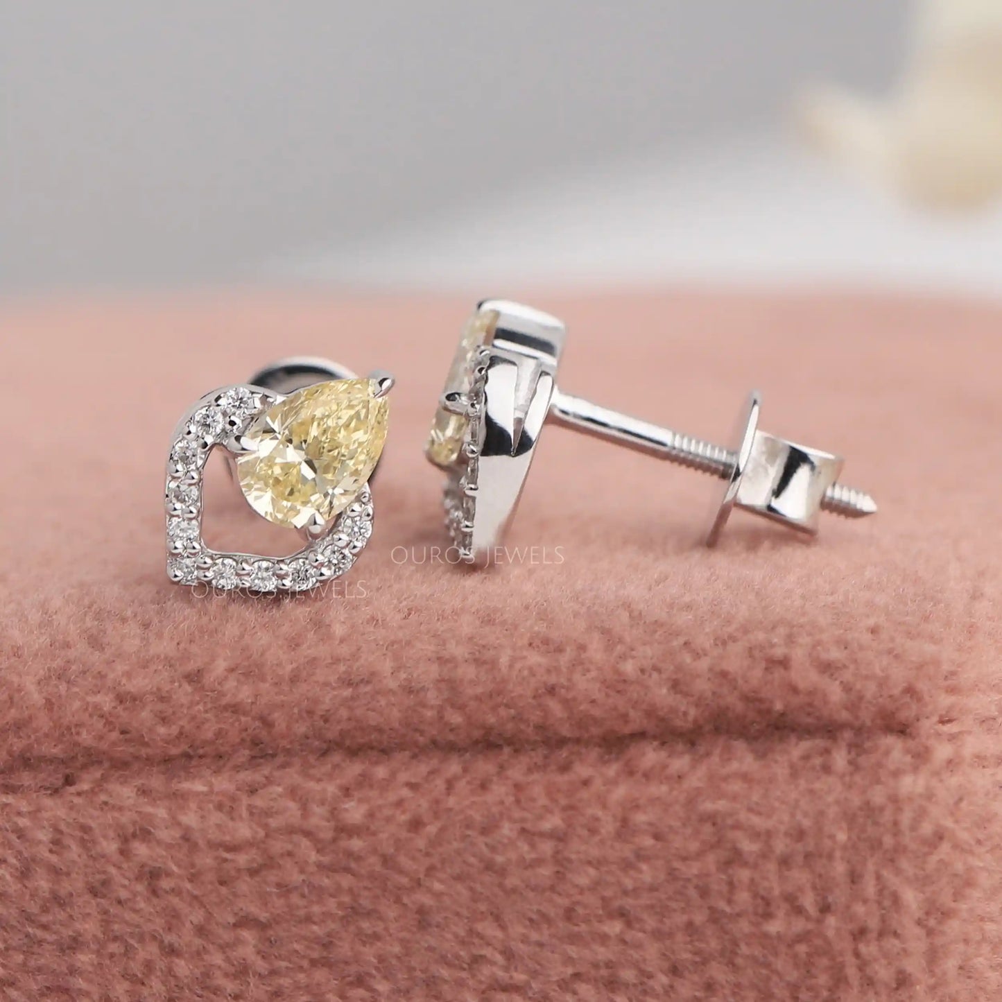 Yellow Pear Cut Cluster Earrings