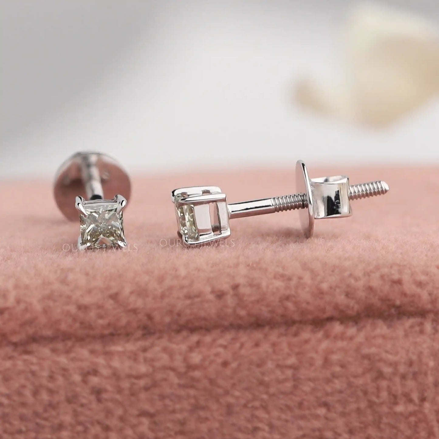 Green Princess Diamond Stud Earrings