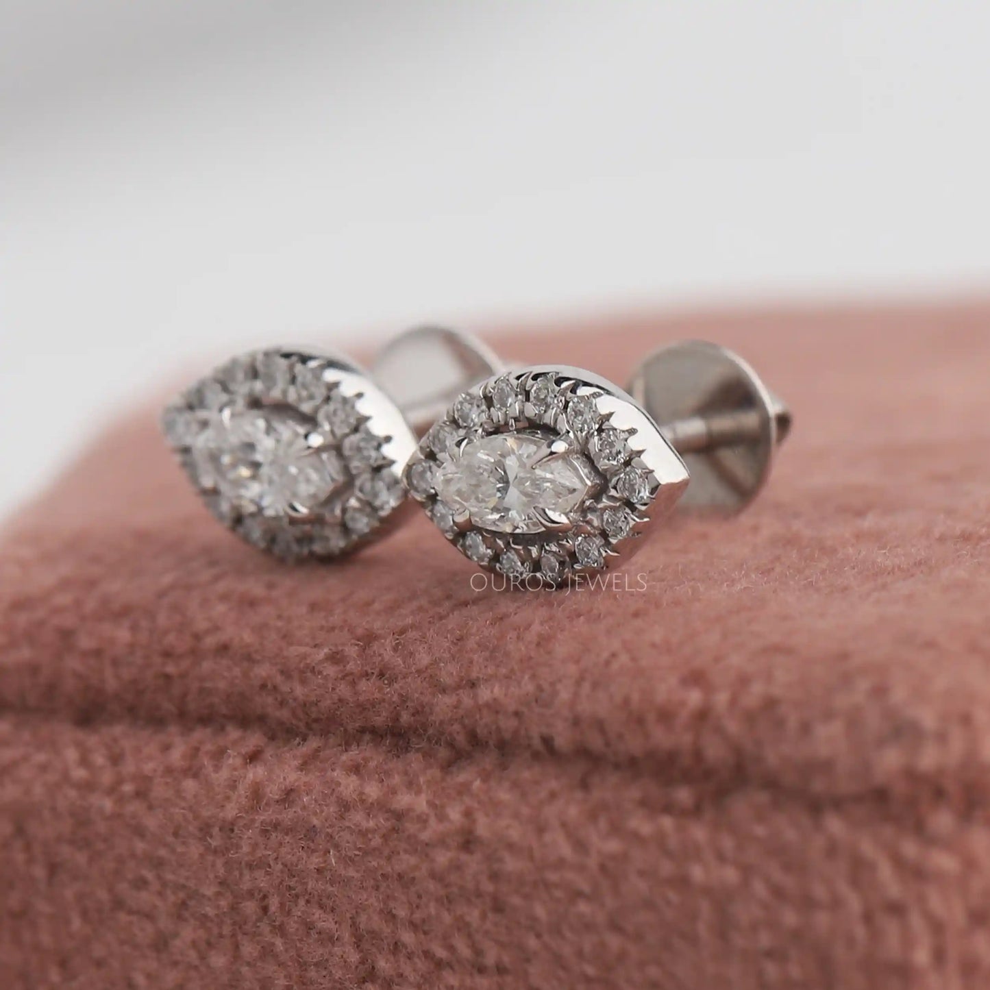 Marquise Shape Diamond Halo Earrings