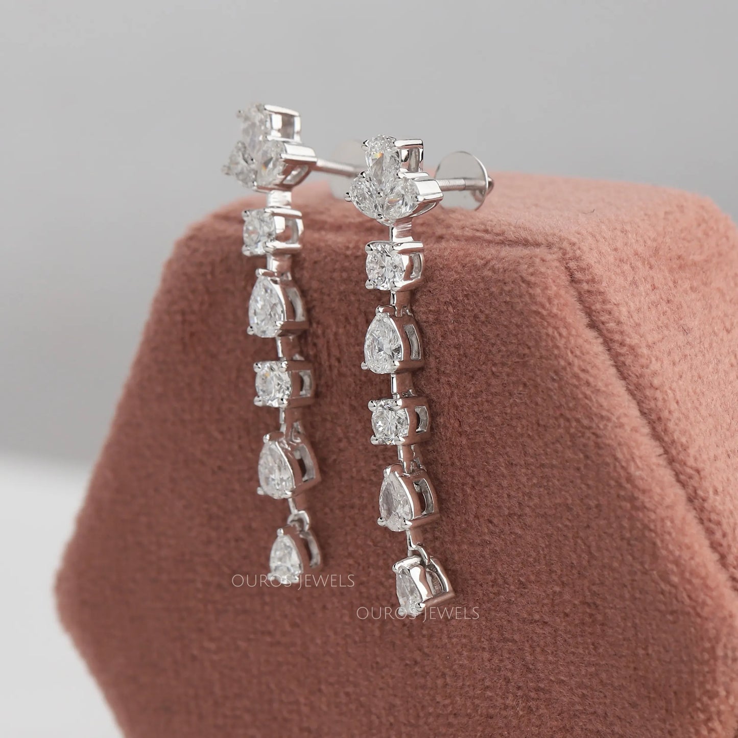 Round And Pear Drop Earrings