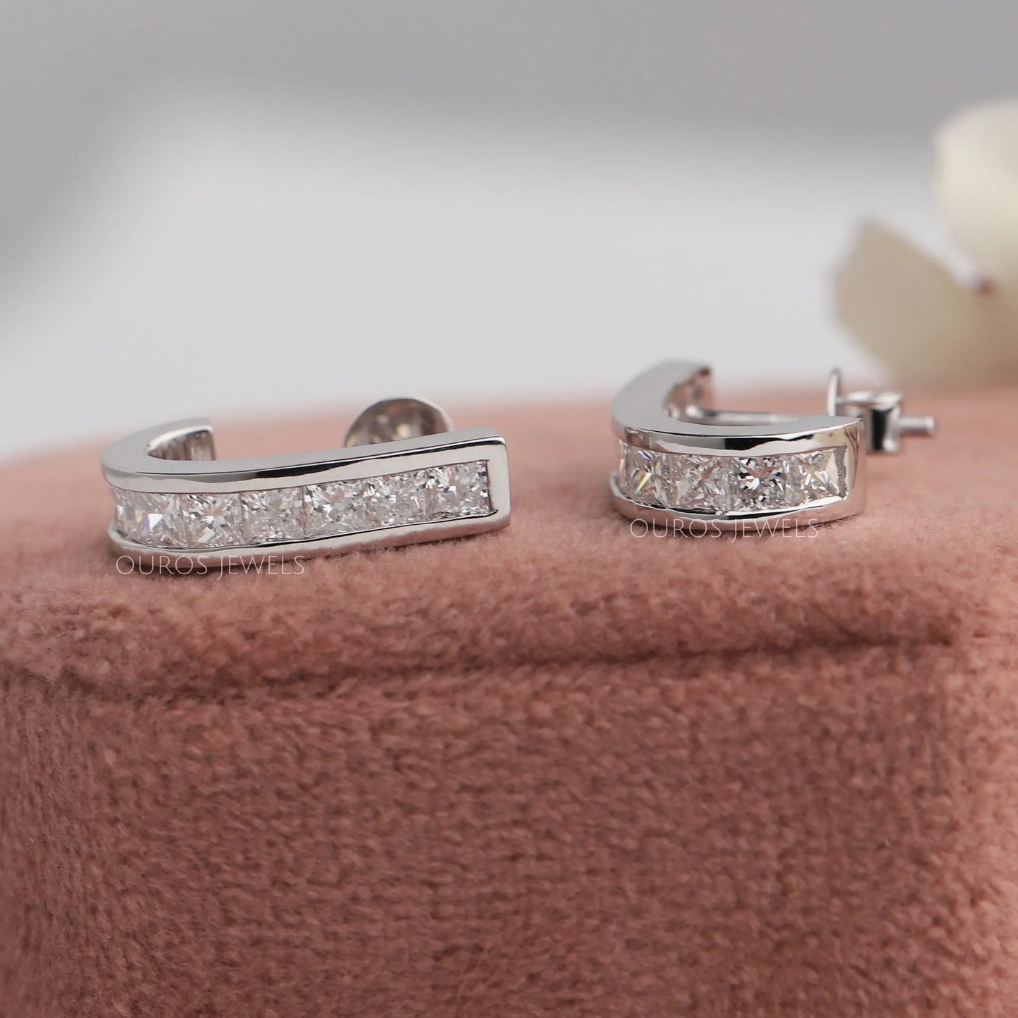 Princess Cut Bezel Set Earrings