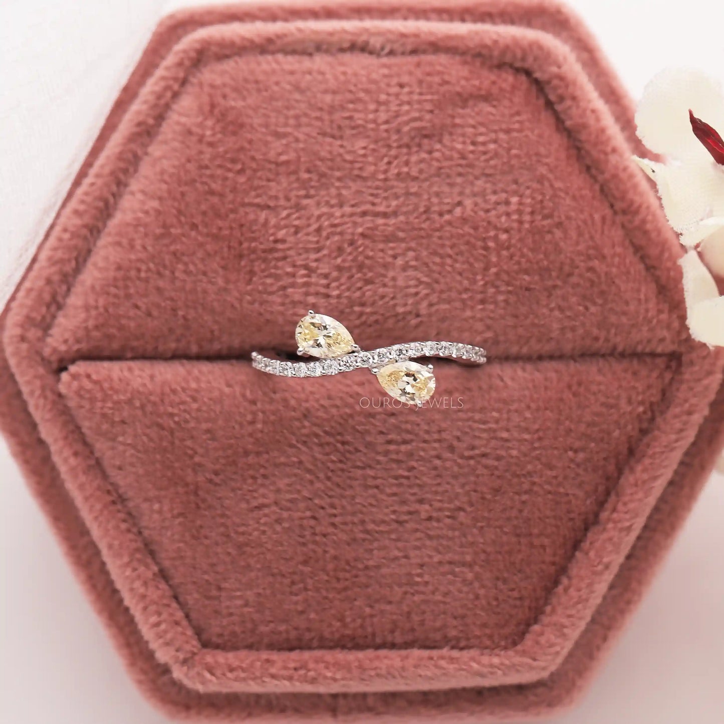 Yellow Pear Diamond Dainty Ring