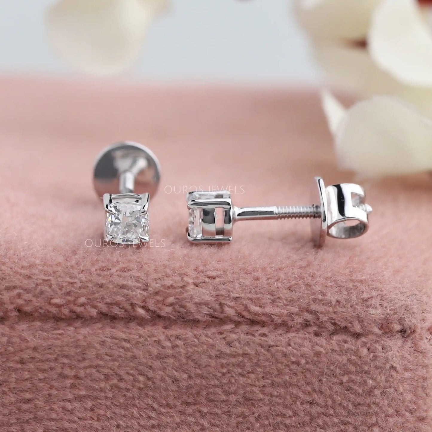 Cushion Cut Diamond Stud Earring
