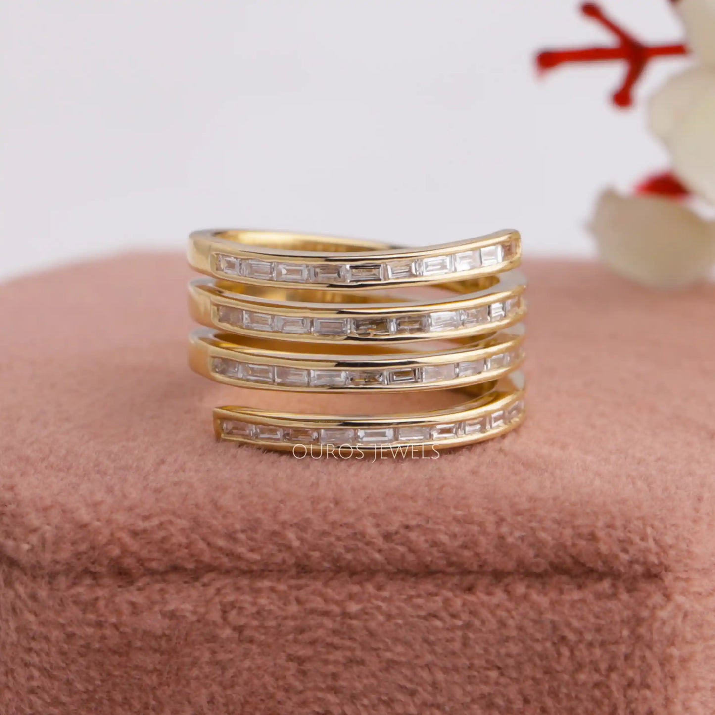 Baguette Lab Diamond Spiral Band