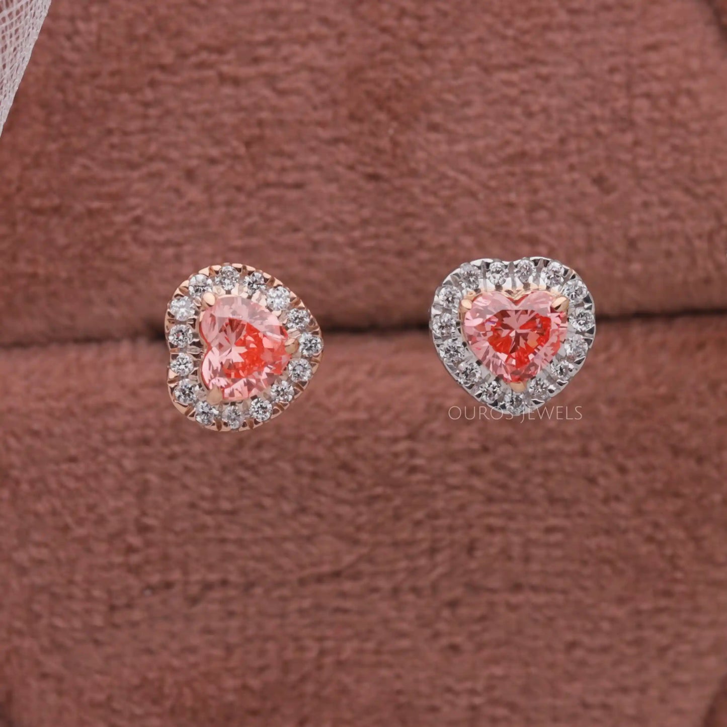 Pink Heart Cut Halo Diamond Open Cuff Ring