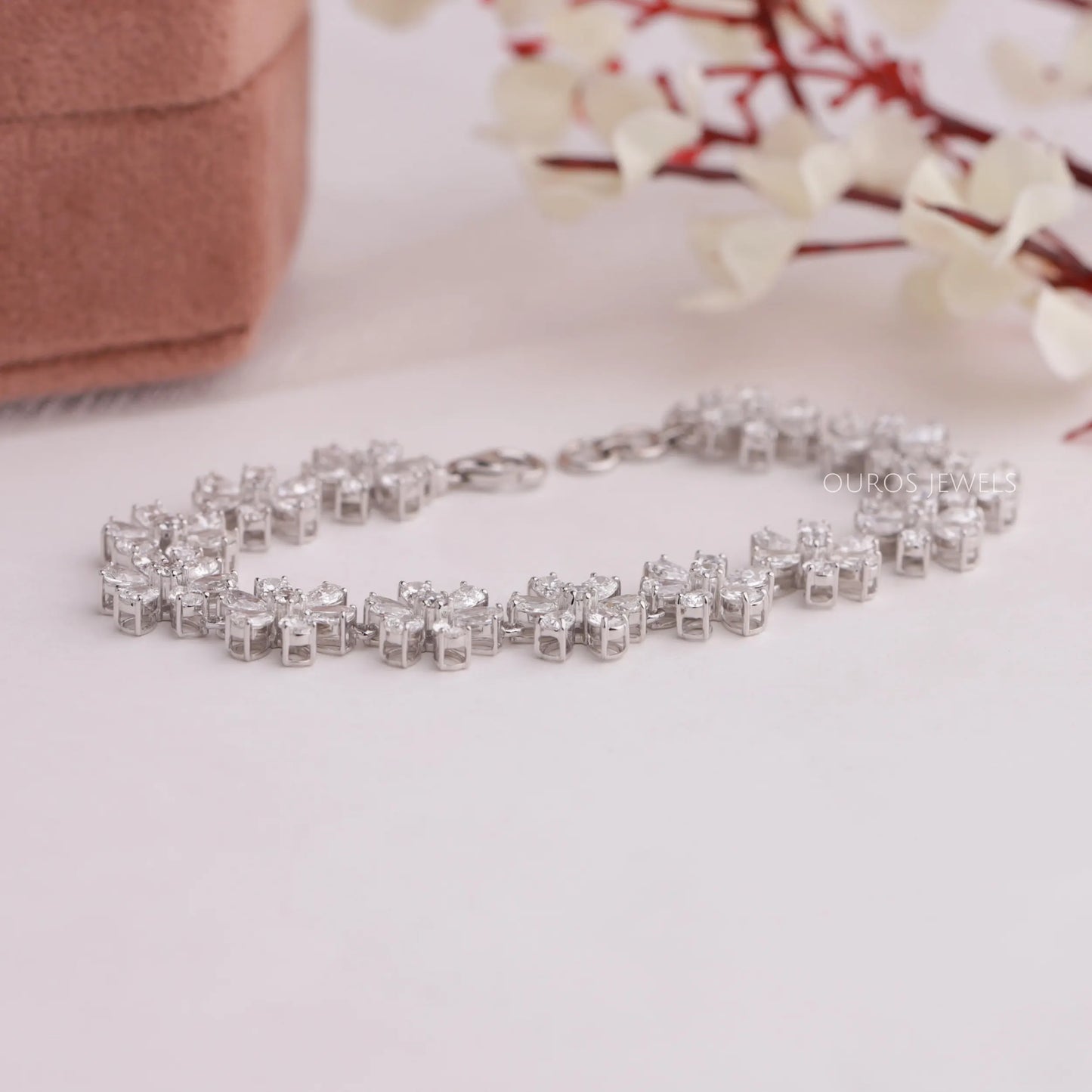Floral Style Pear Diamond Bracelets