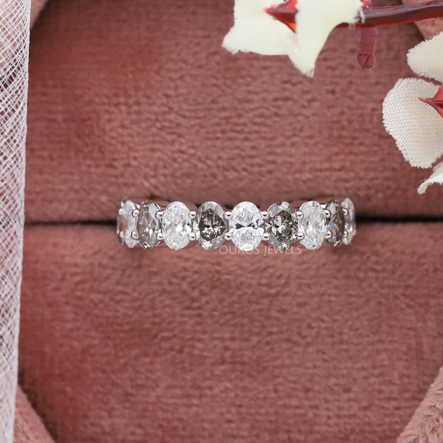 Fancy Colored Oval Diamond Stackable Band