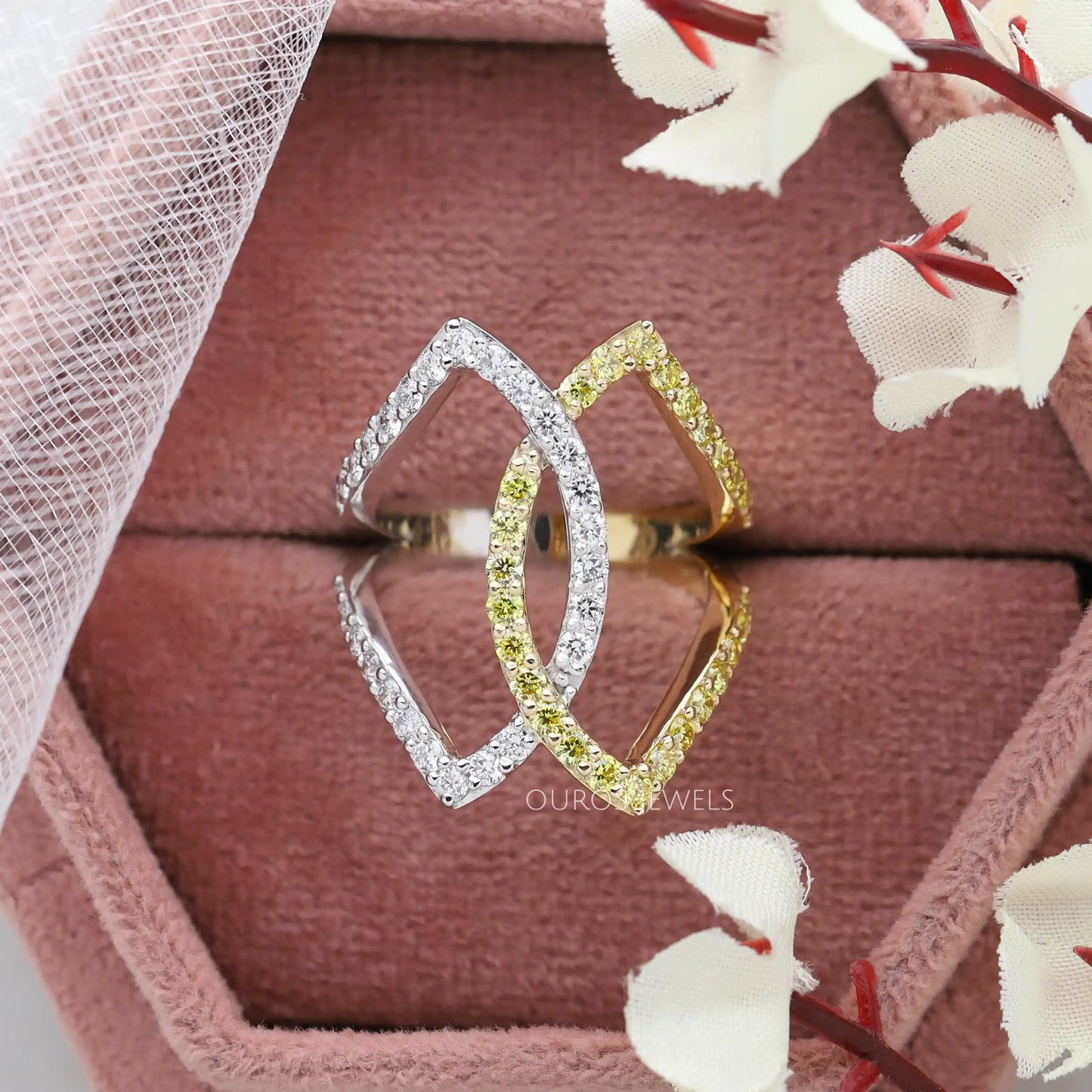 Yellow Round Diamond Cocktail Ring