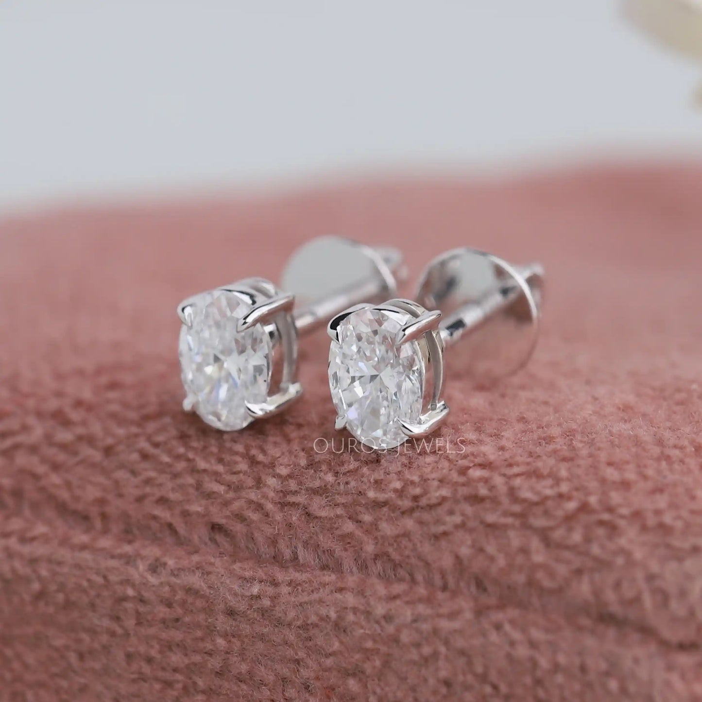 Oval Diamond Stud Earrings