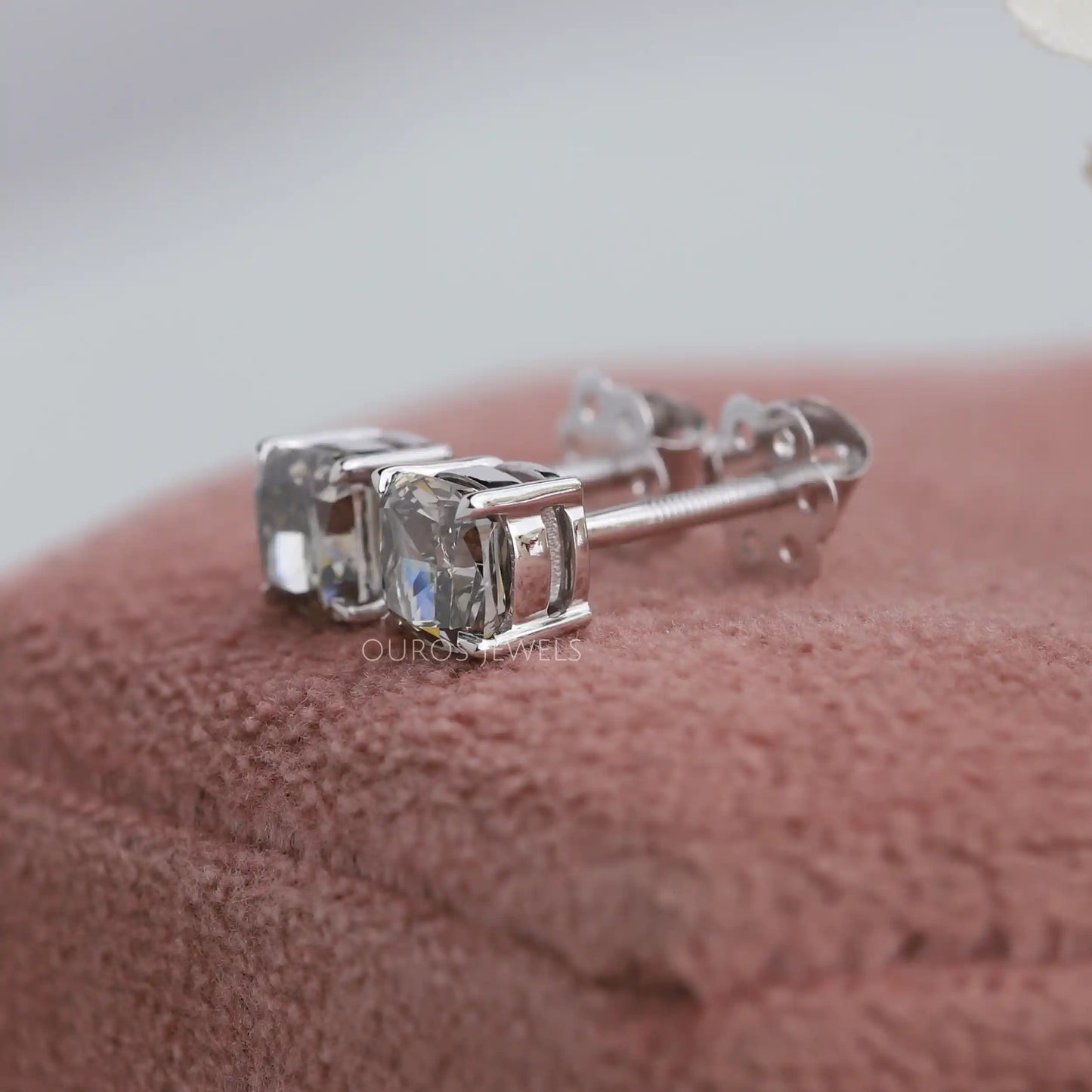 Olive Cushion Cut Stud Earrings